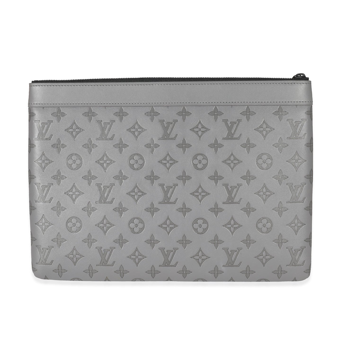 Luxury Women's Clutch Bag | Louis Vuitton Charcoal Grey Monogram Shadow Discovery Pouch GM