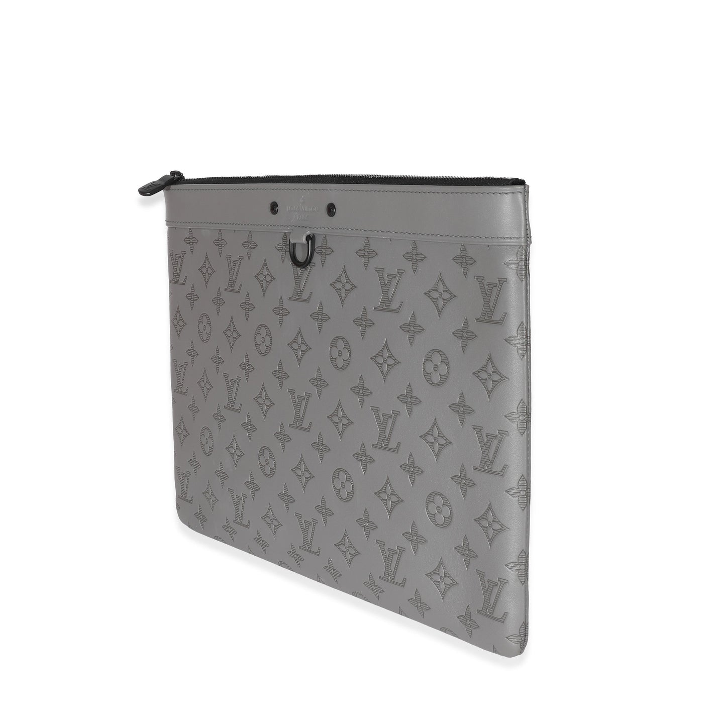 Luxury Women's Clutch Bag | Louis Vuitton Charcoal Grey Monogram Shadow Discovery Pouch GM