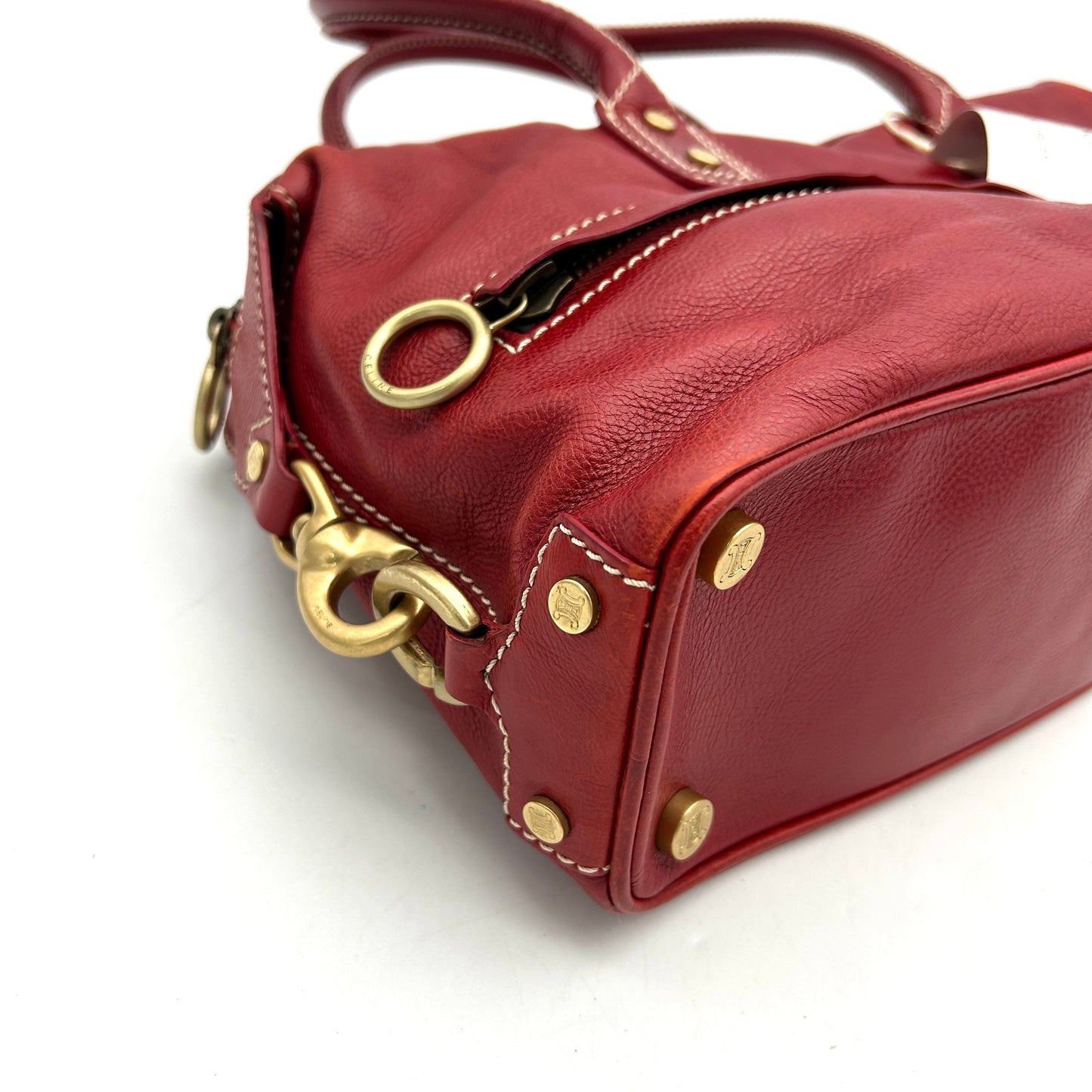 Luxury CELINE | Bags | Luxury CELINE Red Shoulder Bag In Red Contrast Stitching ITR2HEMBIZFS
