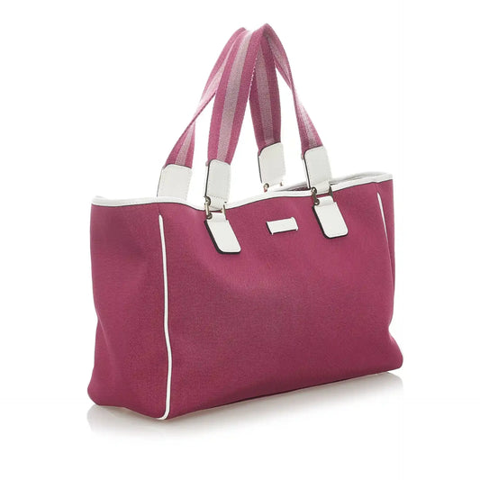Gucci Web Leather Canvas Tote Style 2