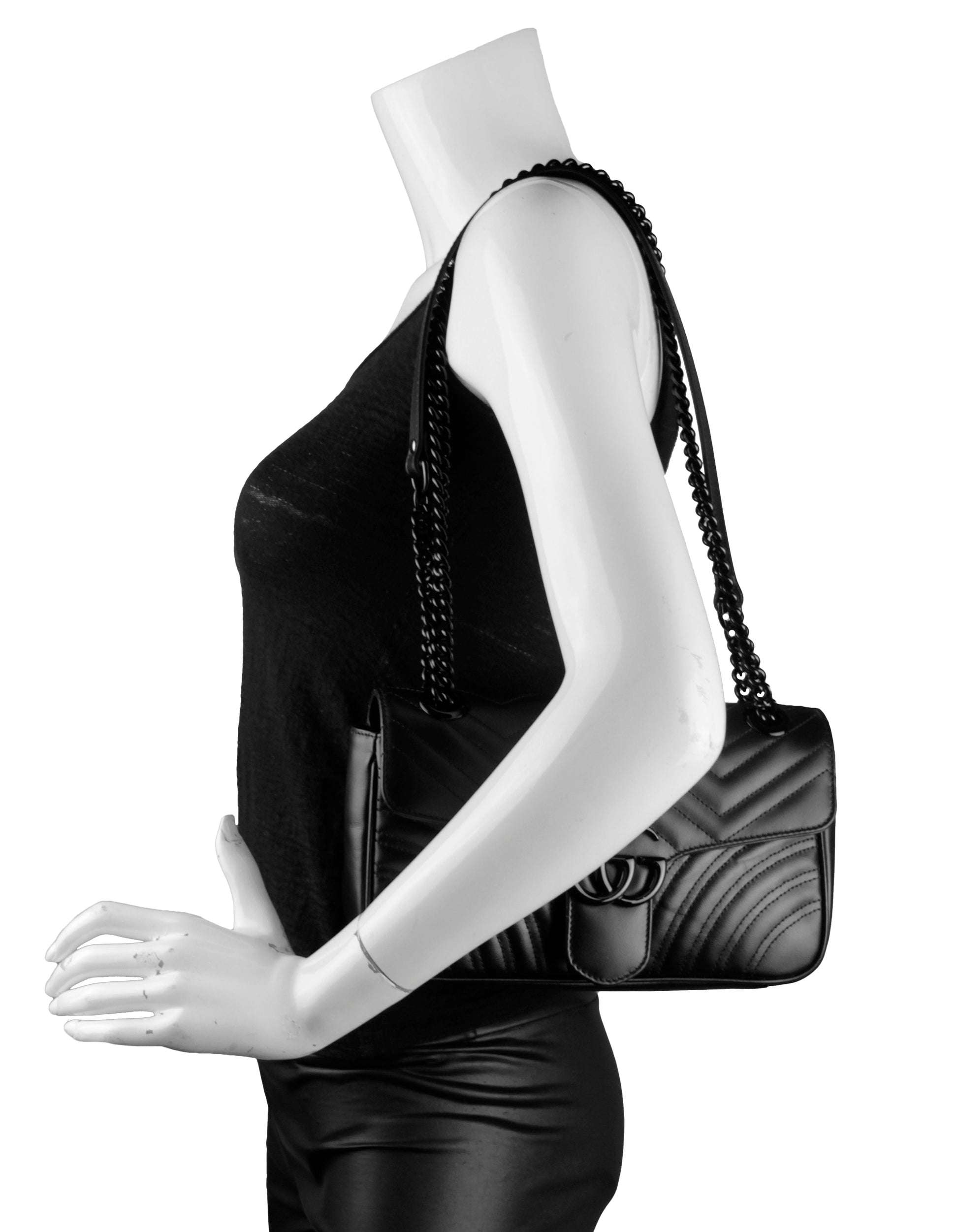 Gucci SO Black Small GG Marmont Matelasse Shoulder Bag