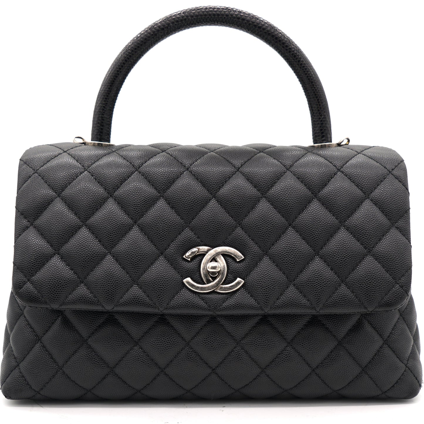 Chanel Black Caviar Leather Medium Coco Top Handle Bag