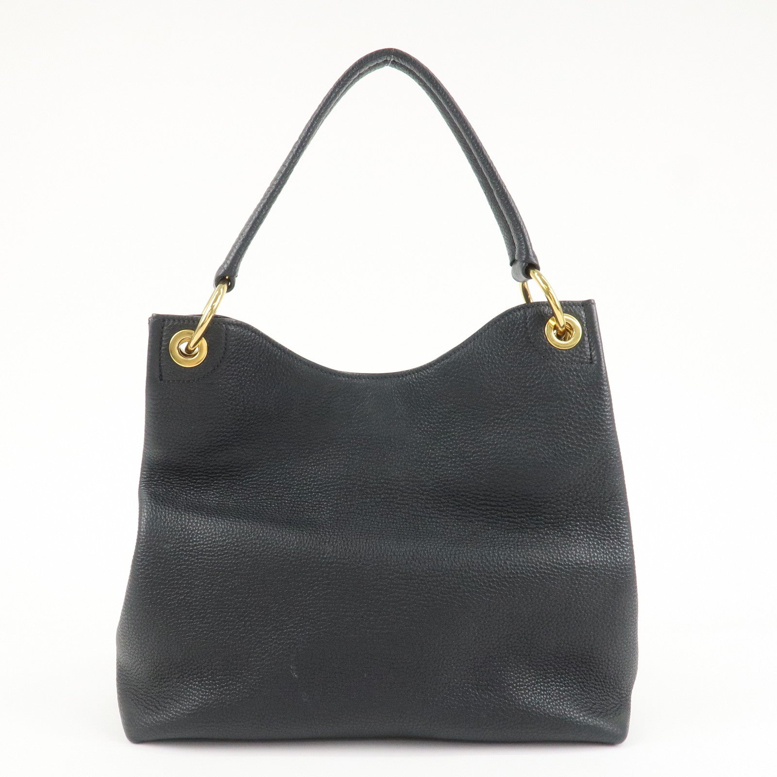 PRADA VITTELLO PHOENIX Triangle Logo Leather Shoulder Bag Black 1BC051