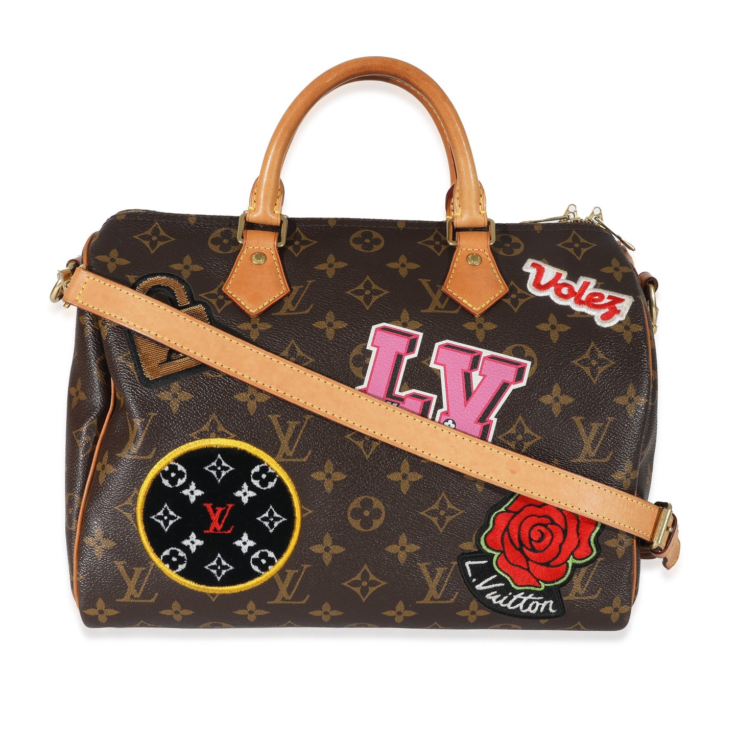 Louis Vuitton Monogram Canvas Patches Speedy Bandouliere 30
