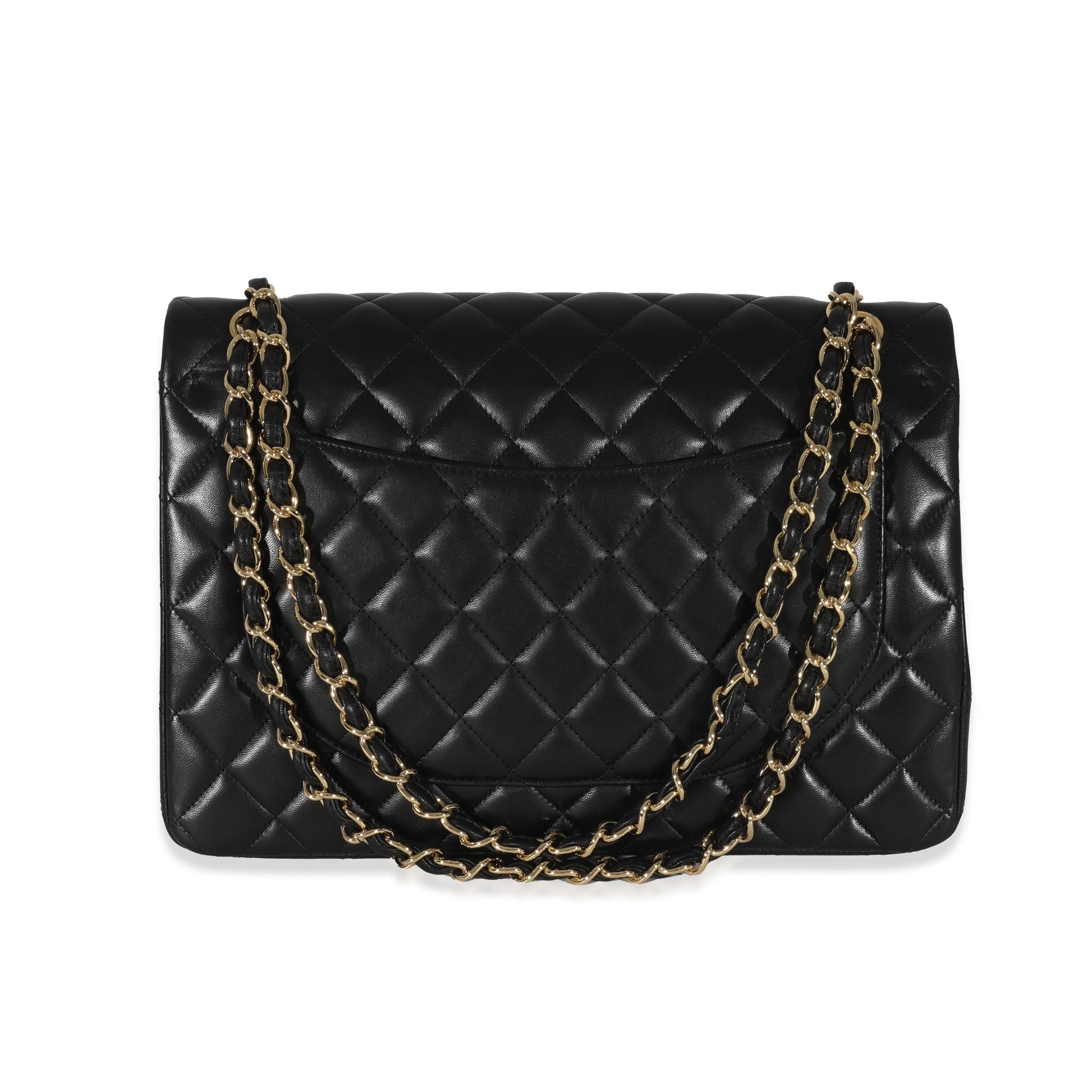 CHANEL Black Lambskin Classic Maxi Double Flap Bag
