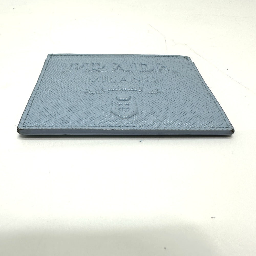 PRADA Card Case 1MC025 Safiano leather Light blue Embossed logo Women