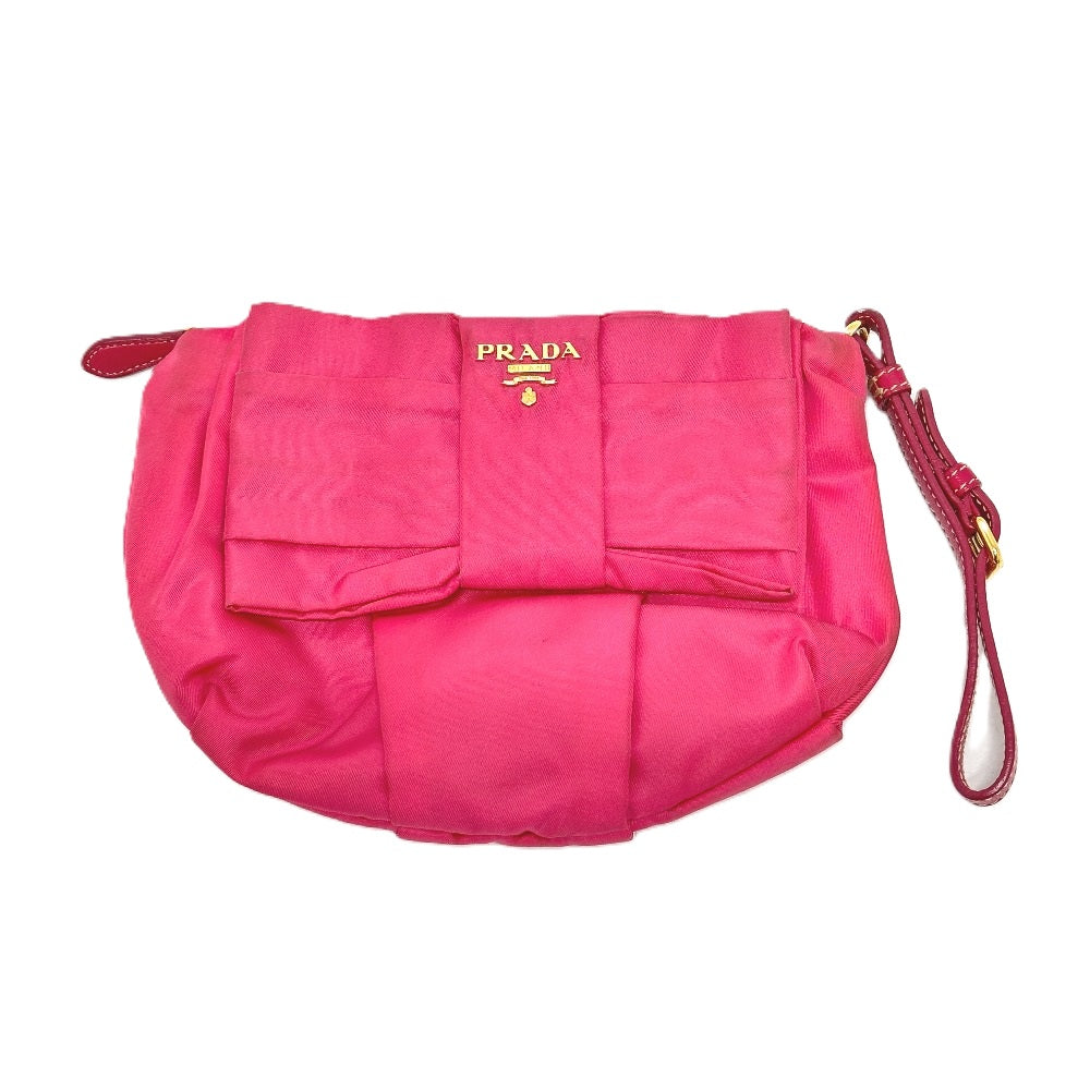 PRADA Cosmetics Pouch 1N1422 Nylon pink logo ribbon Women