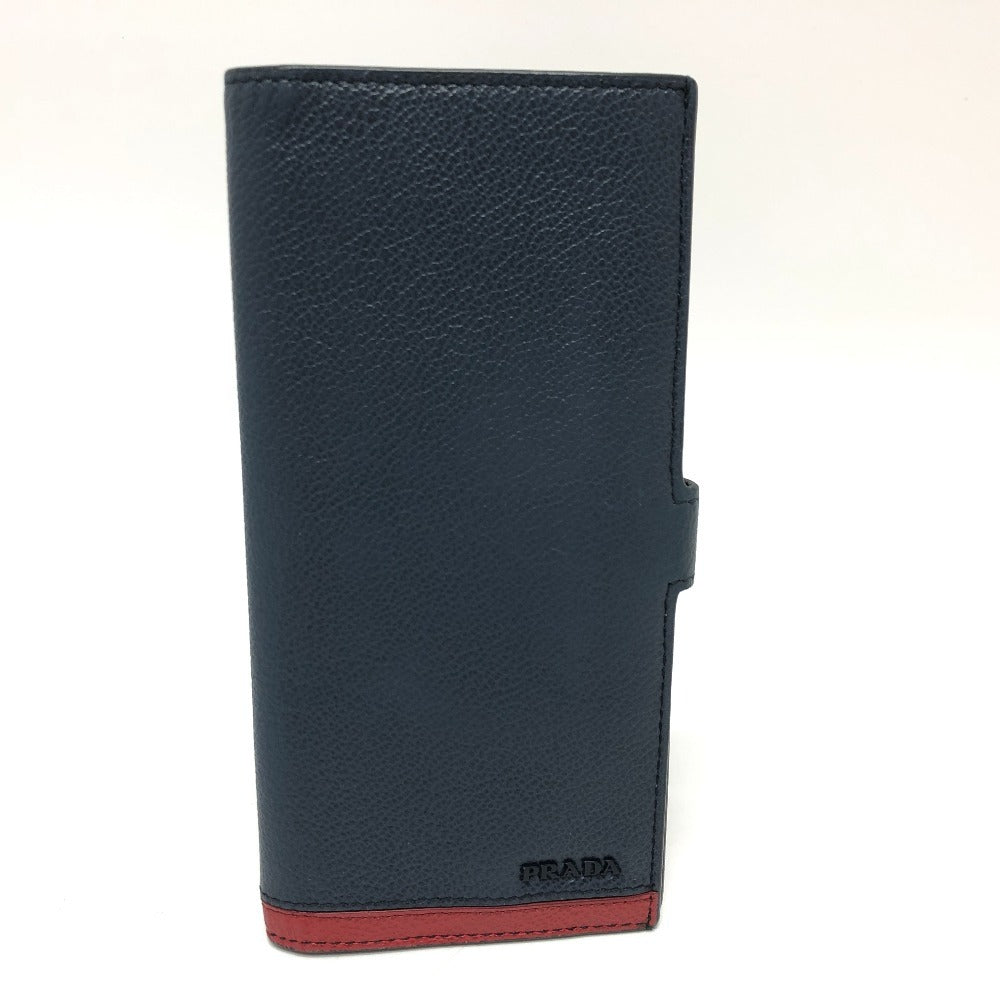 PRADA Long Wallet Purse 2MV015 leather blue Long wallet Vitero Micrograss Women