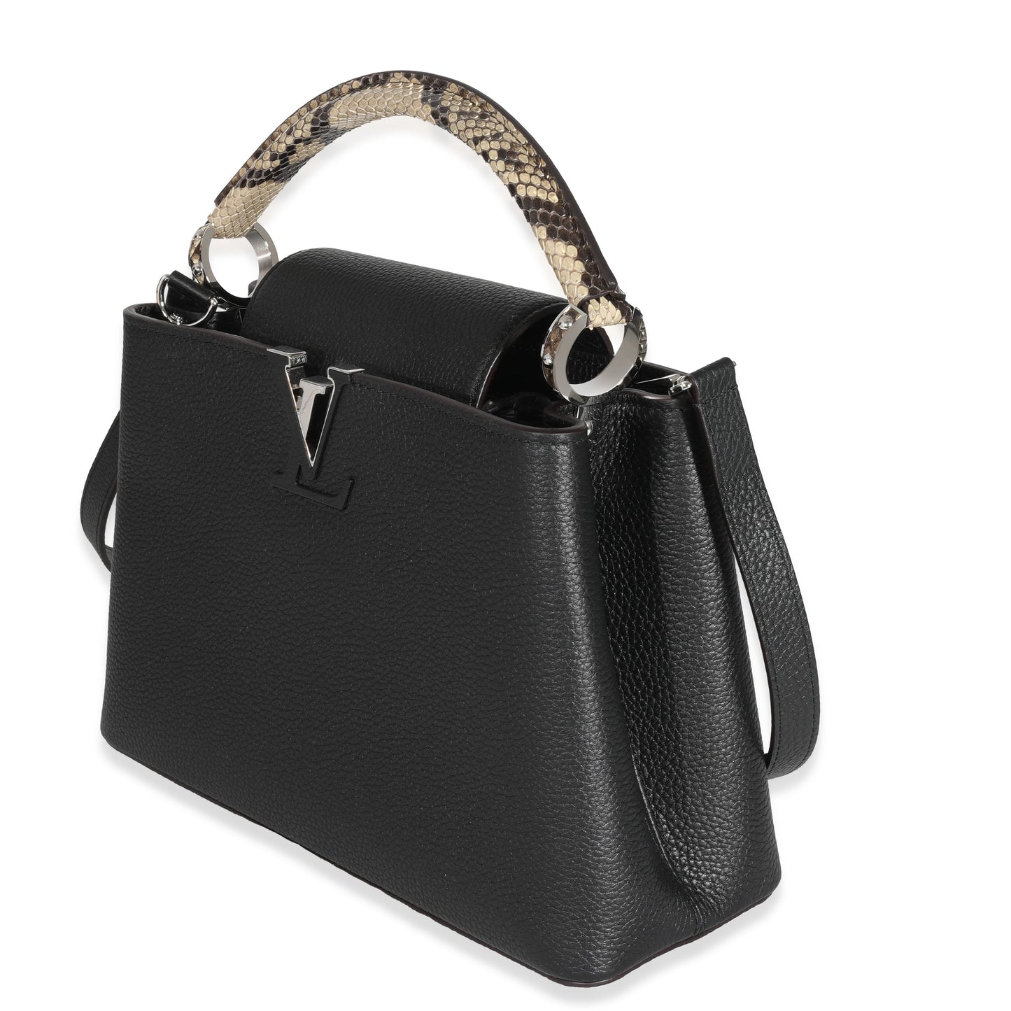 Luxury Women's Handbag | Louis Vuitton Black Taurillon Python Capucines PM