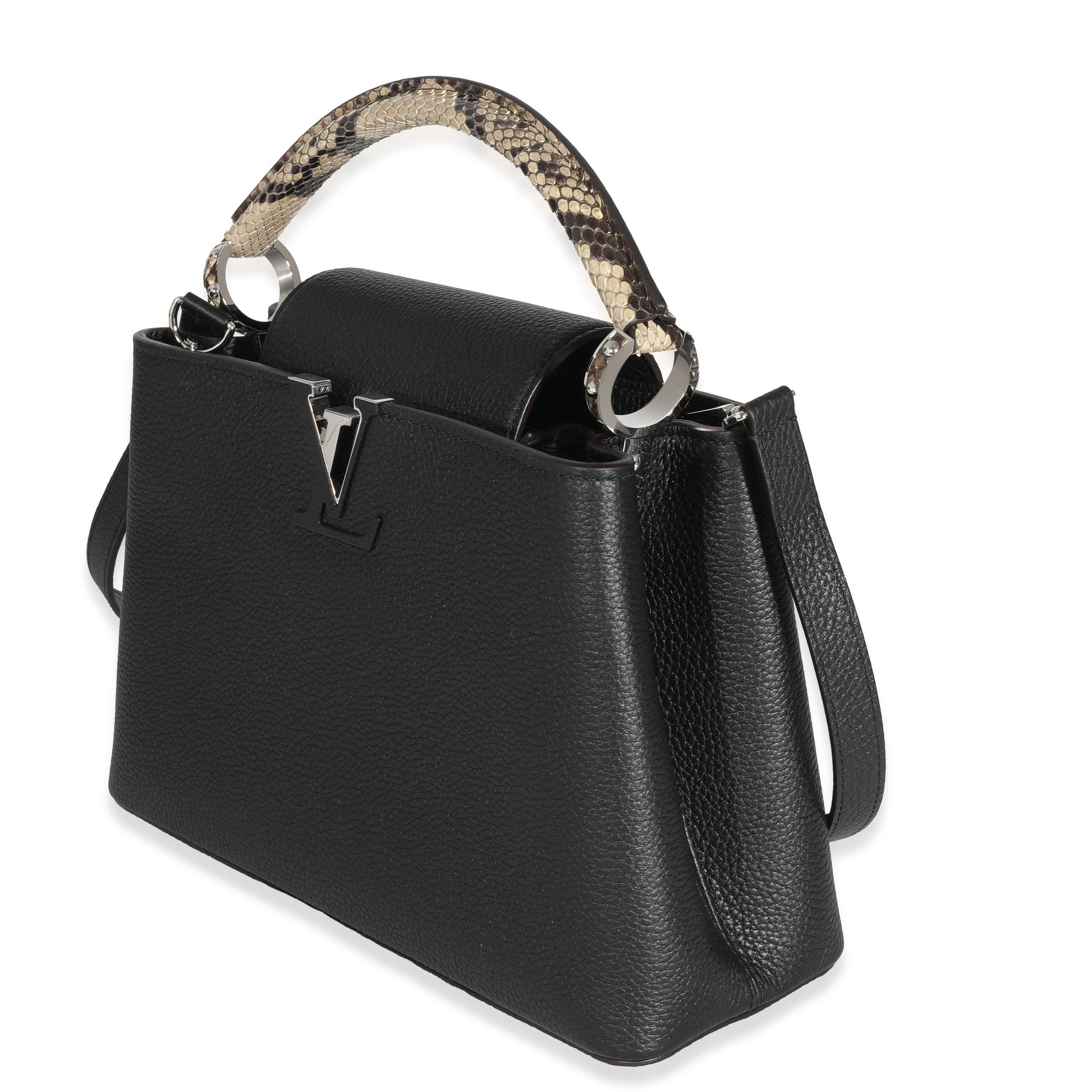 Luxury Women's Handbag | Louis Vuitton Black Taurillon Python Capucines PM