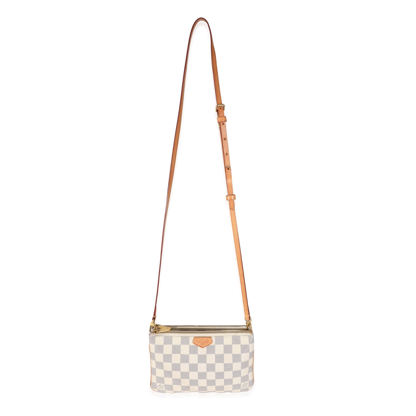 Designer Women's Crossbody Bag | Louis Vuitton Damier Azur Canvas Double Zip Pochette