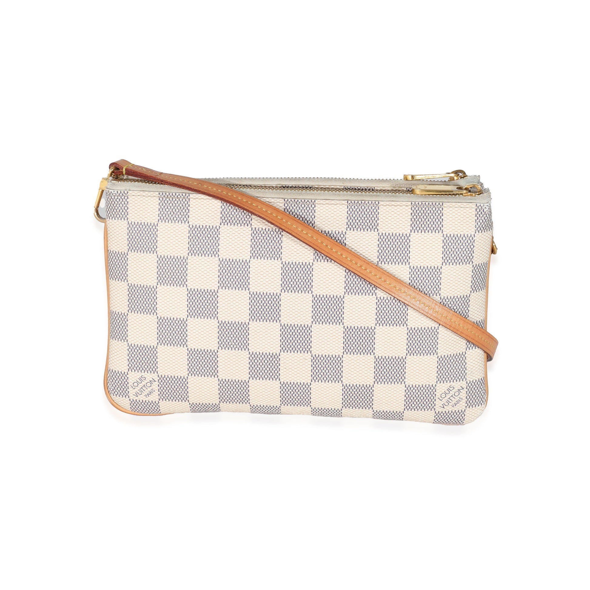 Designer Women's Crossbody Bag | Louis Vuitton Damier Azur Canvas Double Zip Pochette