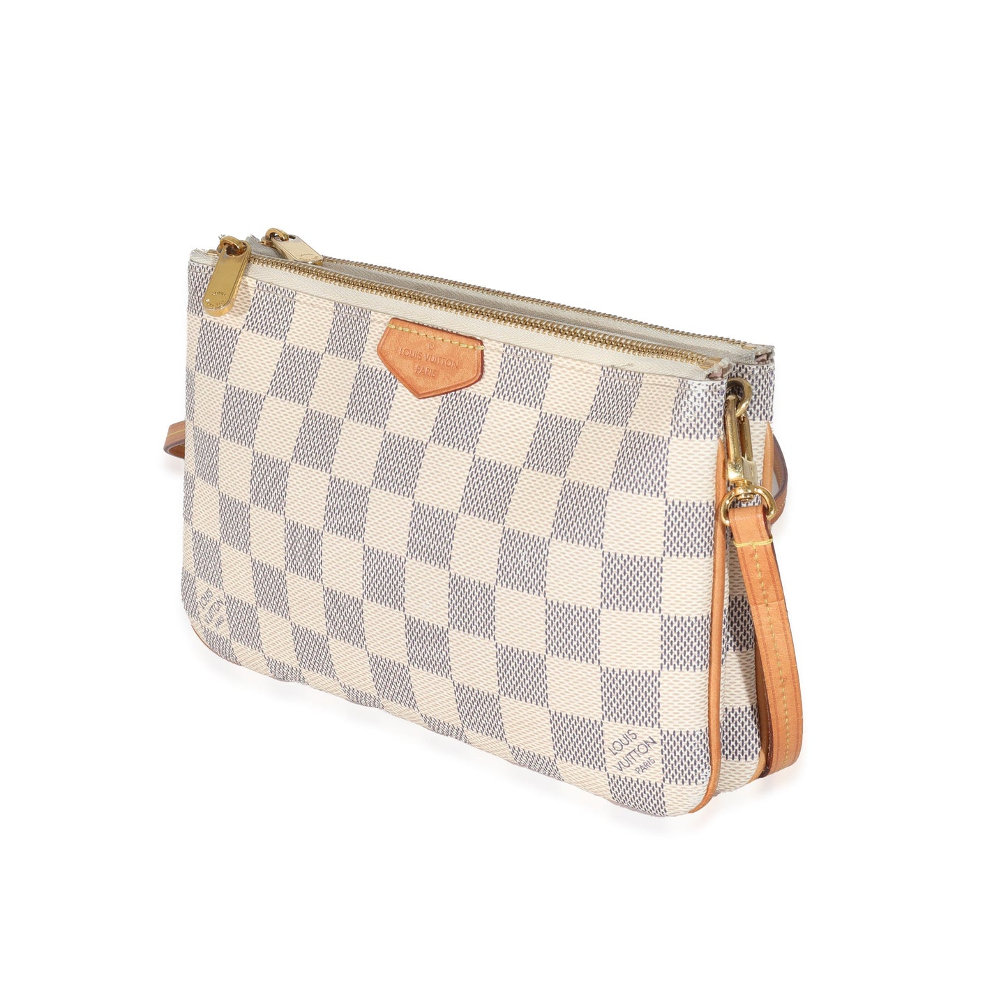 Designer Women's Crossbody Bag | Louis Vuitton Damier Azur Canvas Double Zip Pochette