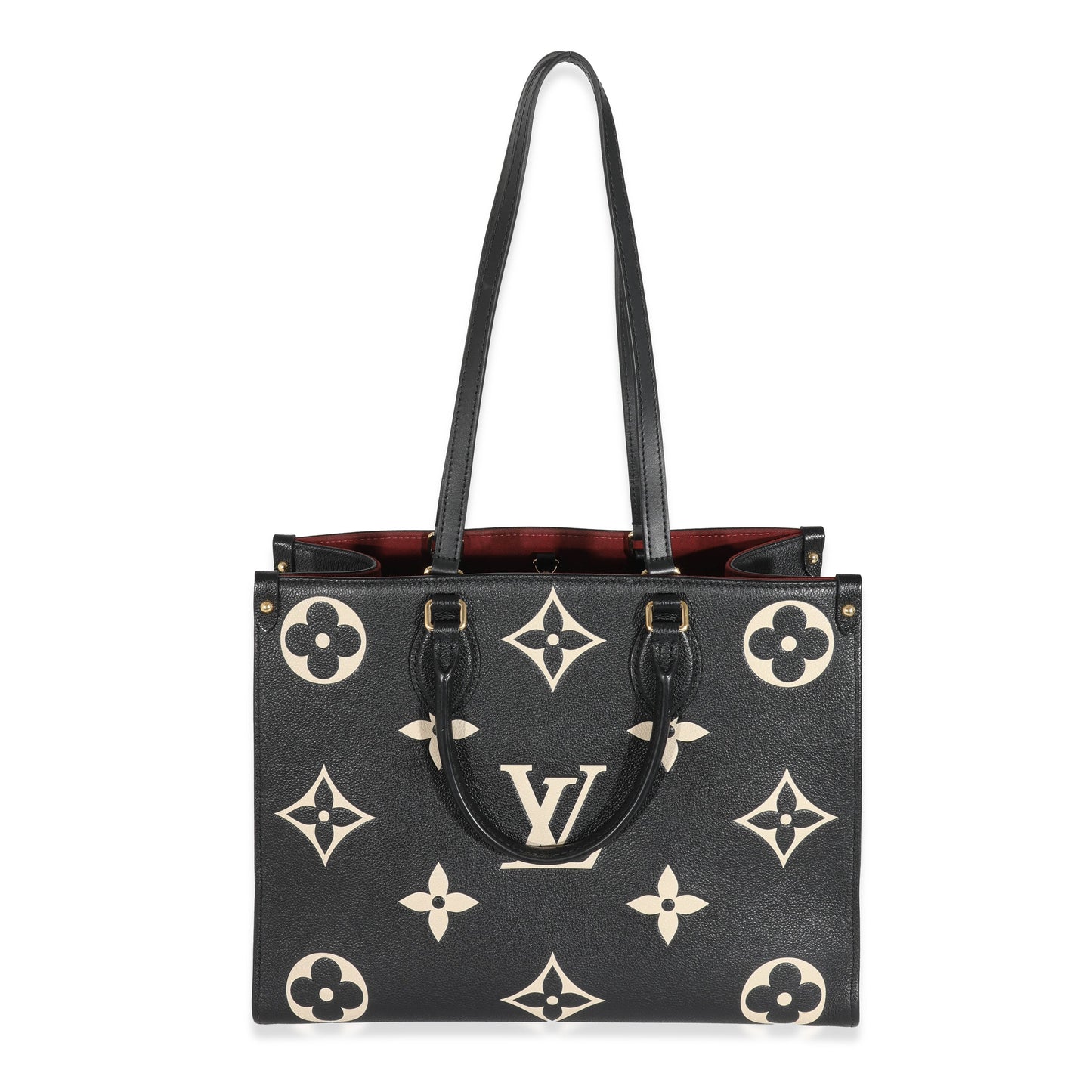 Luxury Women's Tote Bag | Louis Vuitton Black Beige Monogram Giant Empreinte OnTheGo MM