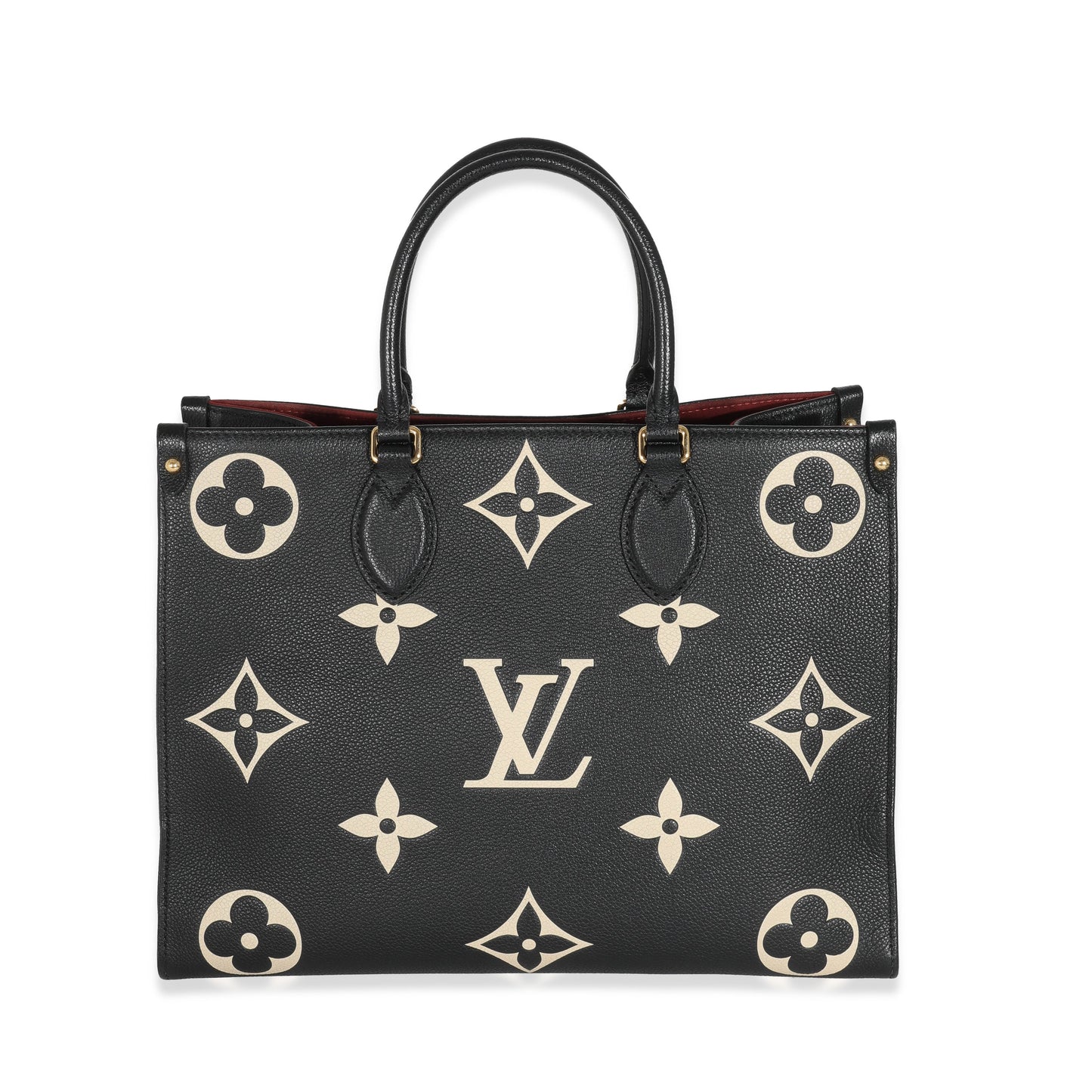 Luxury Women's Tote Bag | Louis Vuitton Black Beige Monogram Giant Empreinte OnTheGo MM
