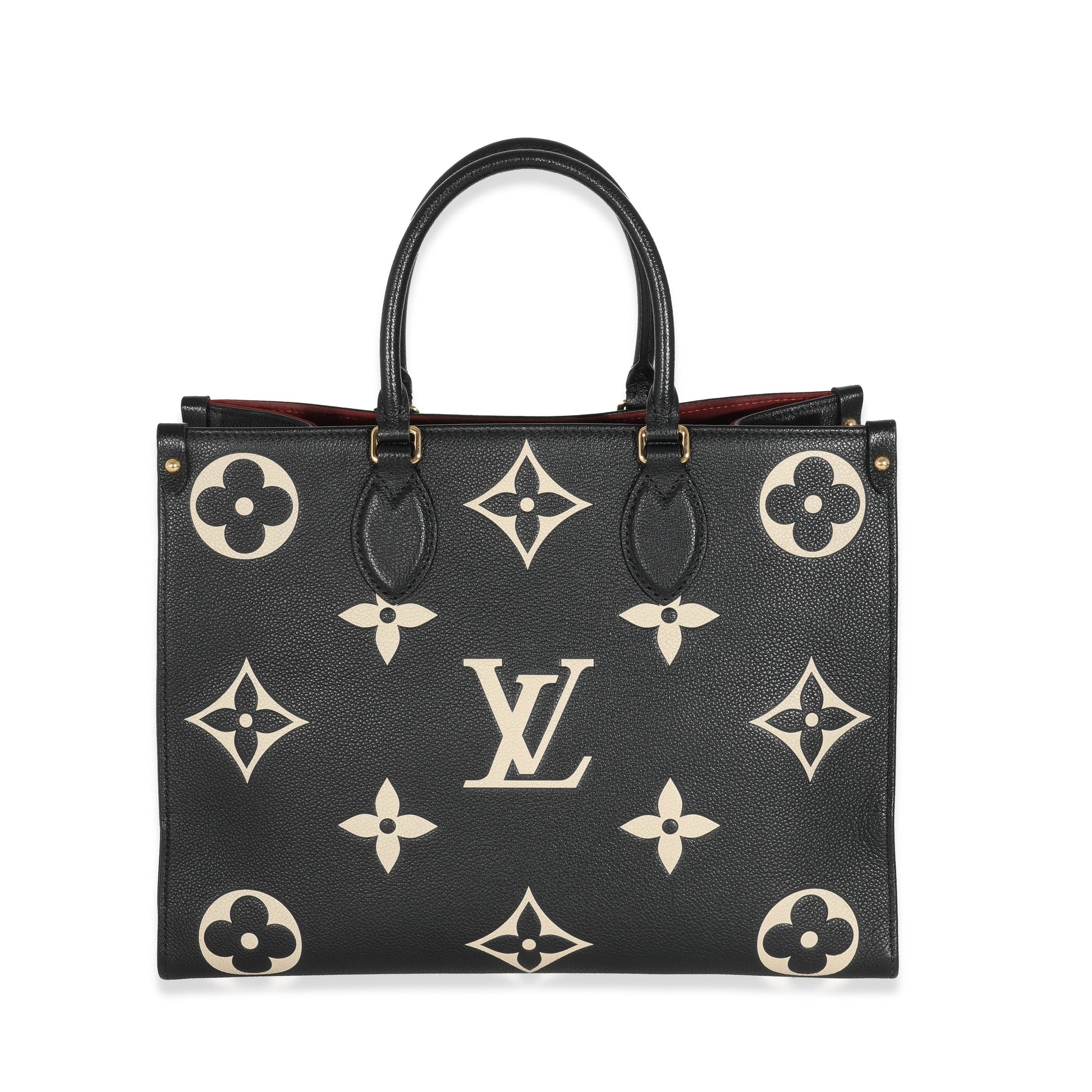 Luxury Women's Tote Bag | Louis Vuitton Black Beige Monogram Giant Empreinte OnTheGo MM