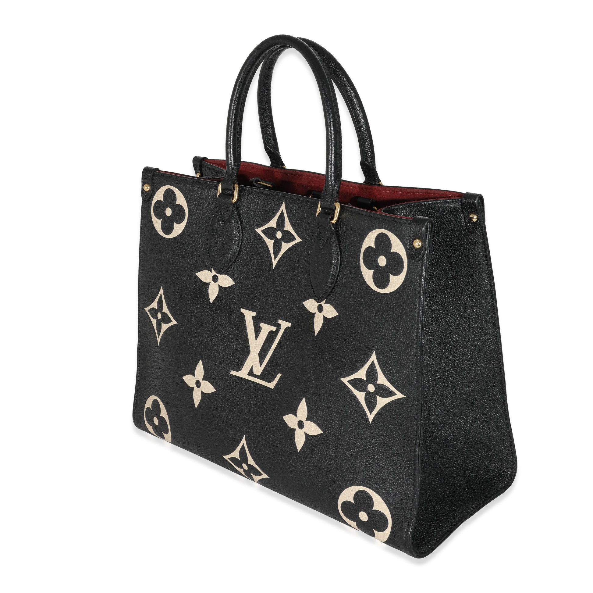 Luxury Women's Tote Bag | Louis Vuitton Black Beige Monogram Giant Empreinte OnTheGo MM