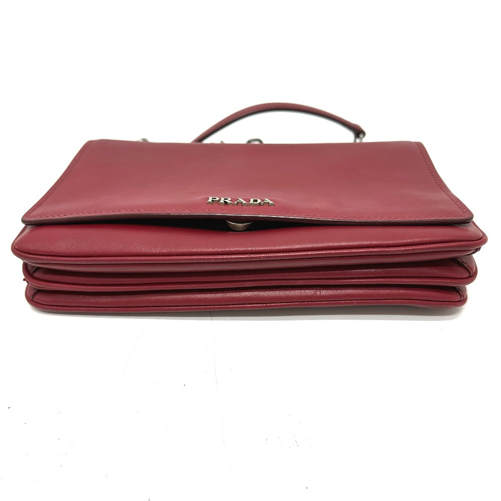 PRADA Shoulder Bag 1BD009 leather Red logo Women