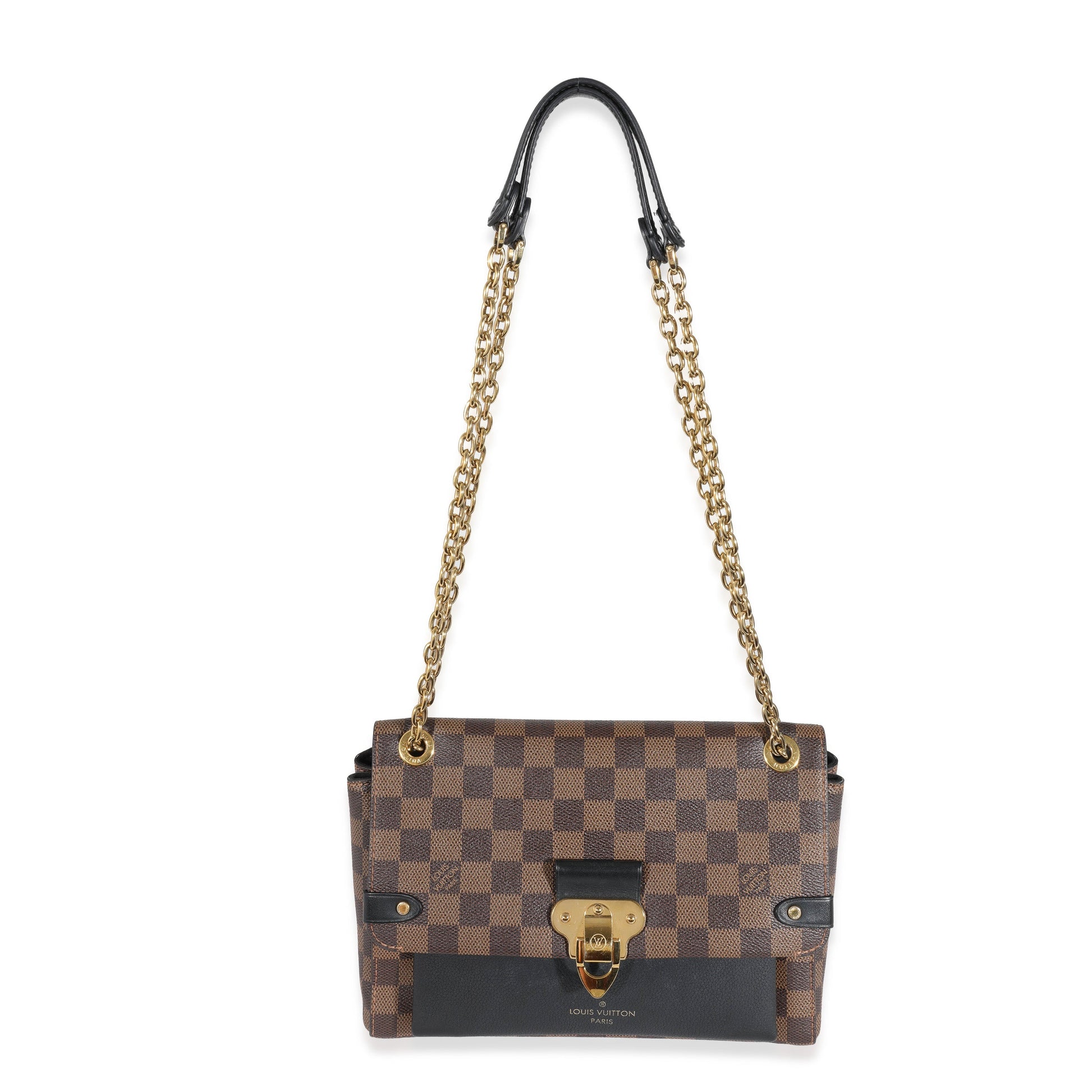 Luxury Women's Handbag | Louis Vuitton Black Calfskin Damier Ebene Canvas Vavin PM