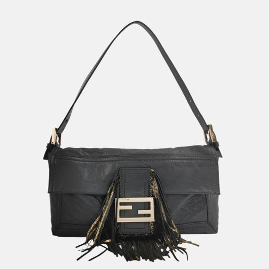 Fendi Baguette Leather with Wild Fringes Shoulder Bag