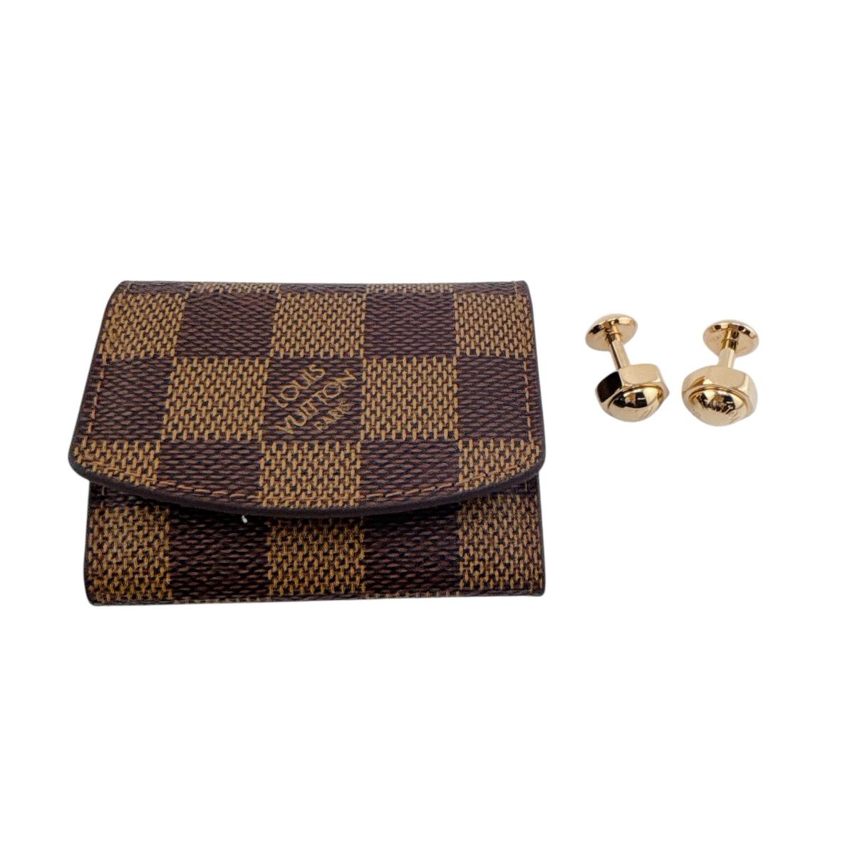 LOUIS VUITTON Other accessories Damier canvas Brown Cufflink case Neo Crew Cufflinks unisex(Unisex)
