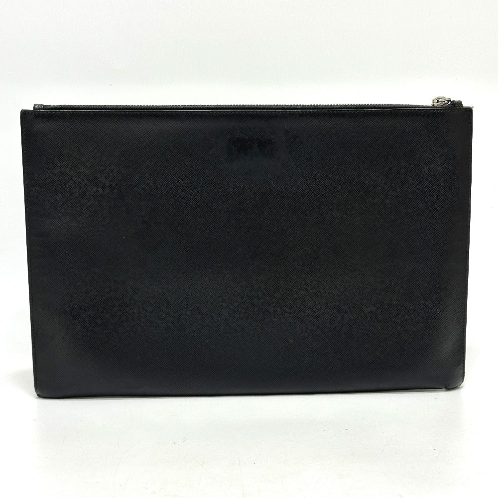 PRADA Clutch bag 2NG001 Safiano leather black logo rabbit mens