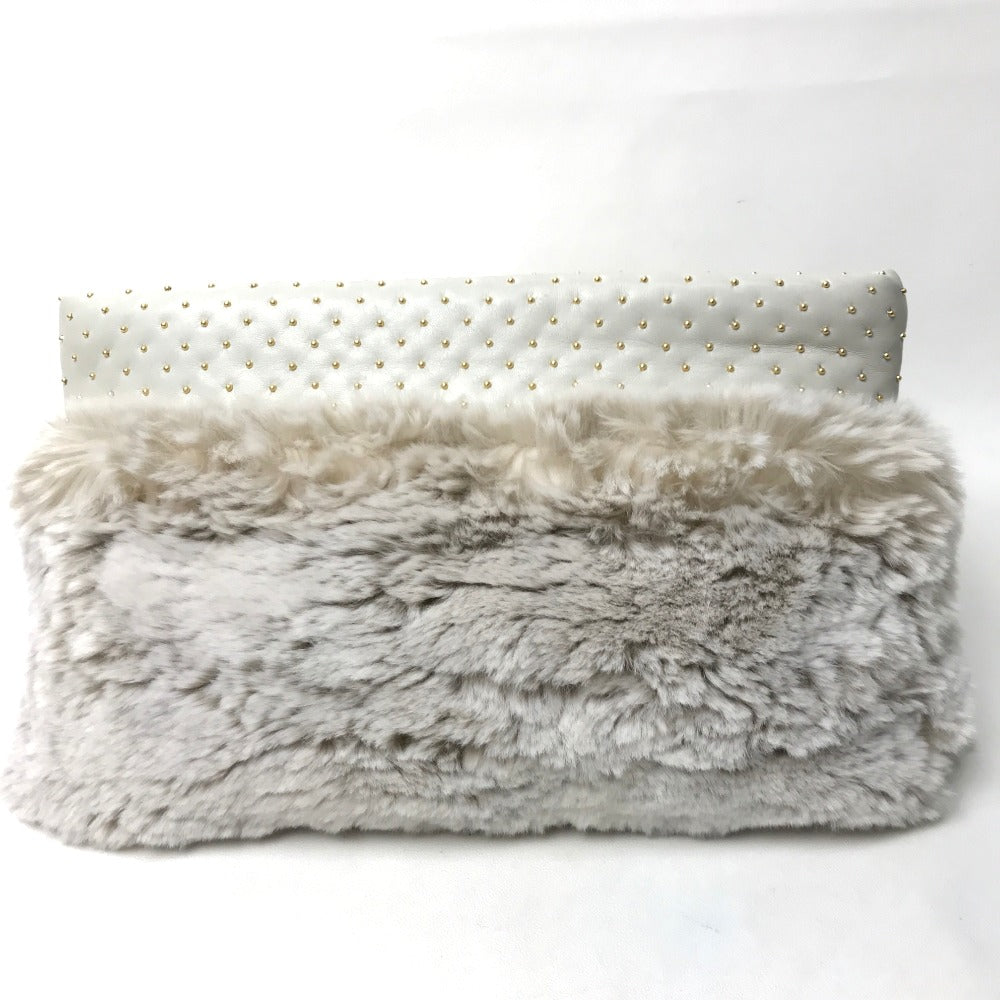 PRADA Clutch bag Fur / Leather off white Women