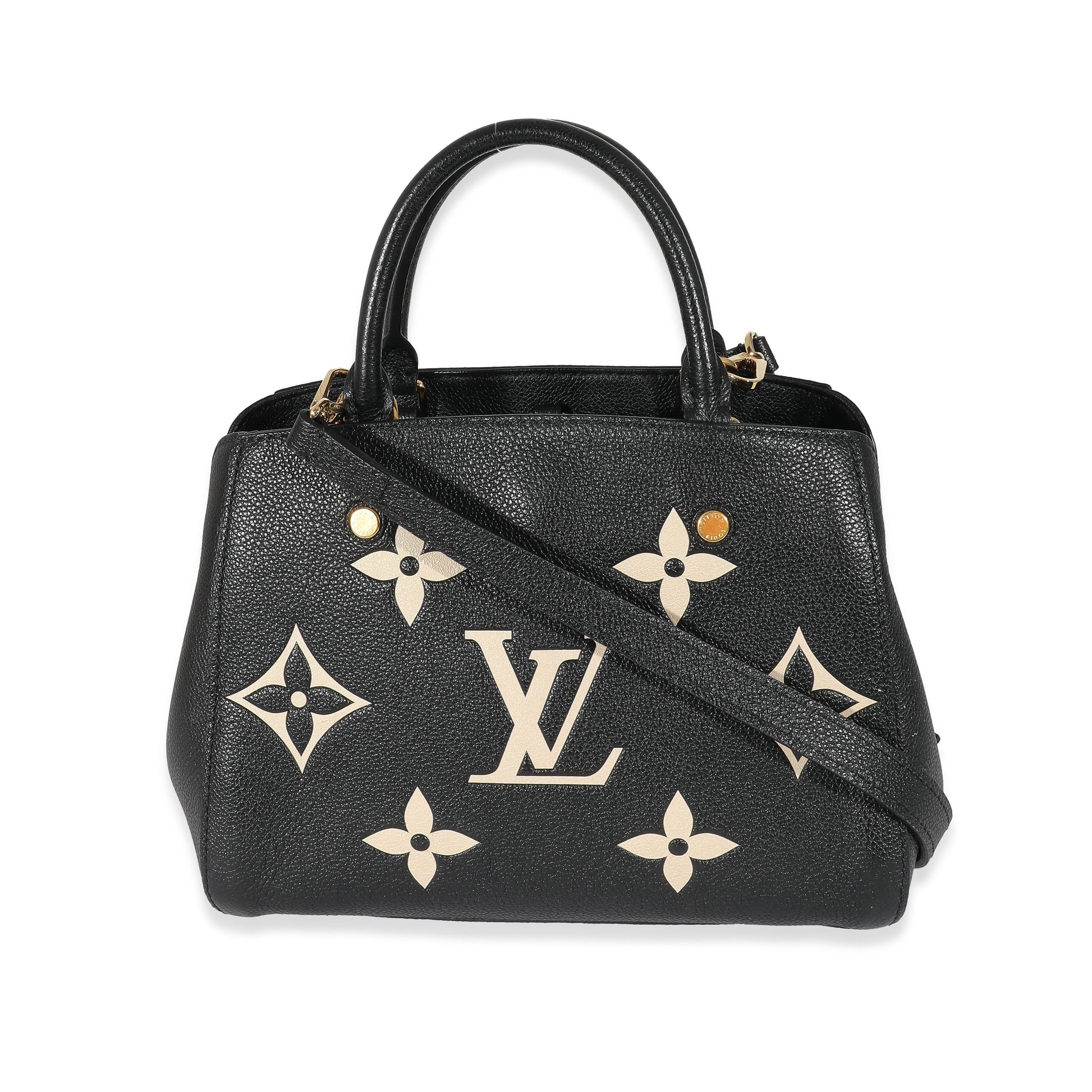Luxury Women's Handbag | Louis Vuitton Black Beige Monogram Empreinte Montaigne BB