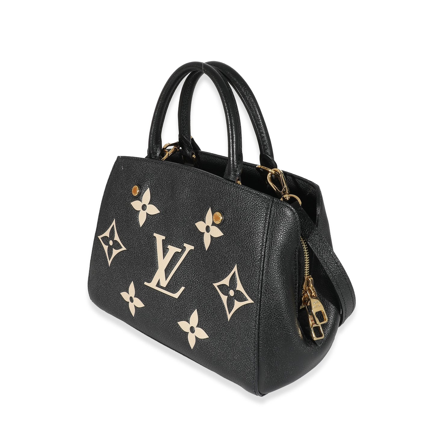 Luxury Women's Handbag | Louis Vuitton Black Beige Monogram Empreinte Montaigne BB