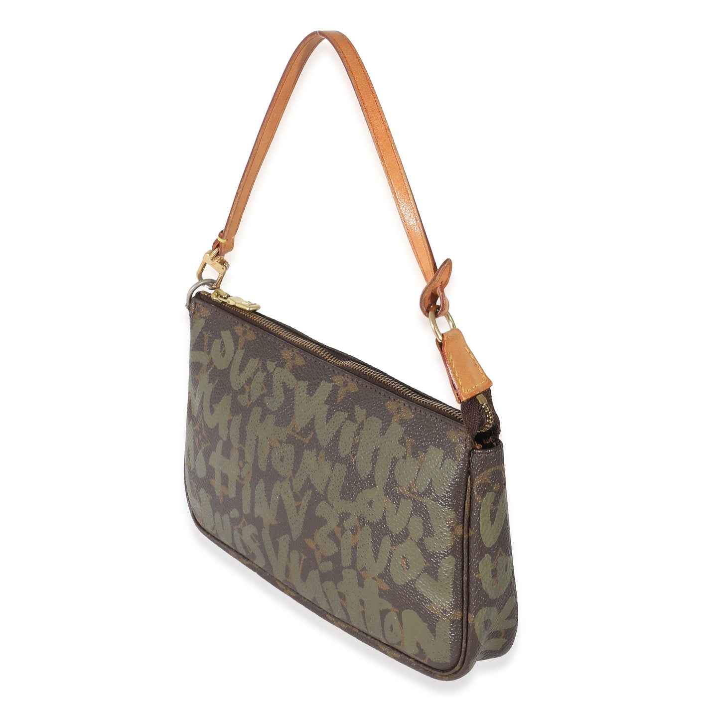 Designer Women's Crossbody Bag | Louis Vuitton x Stephen Spro Kaki Monogram Graffiti Canvas Pochette Accessoir