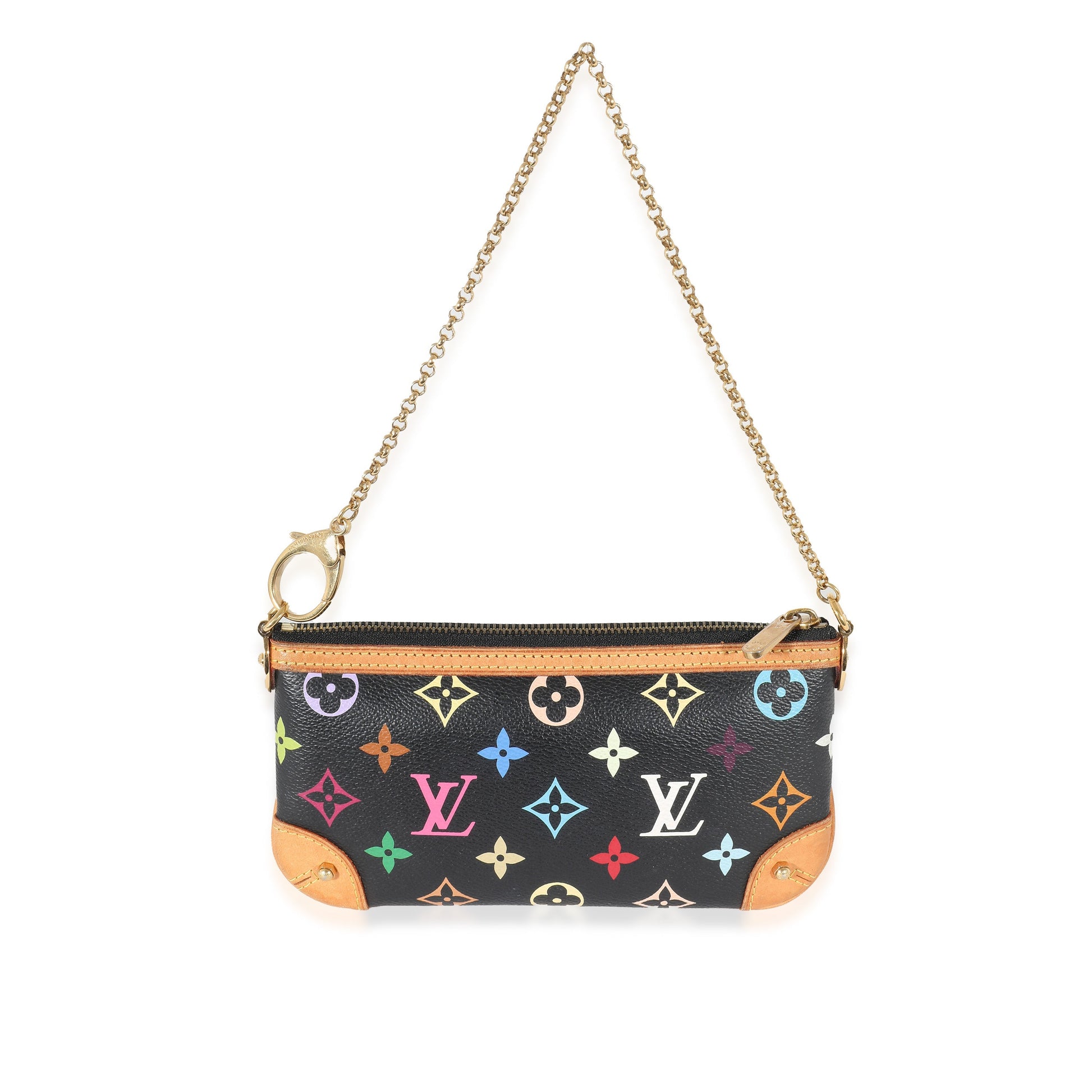 Designer Women's Crossbody Bag | Louis Vuitton x Takashi Murakami Black Multicolor Canvas Milla Pochette