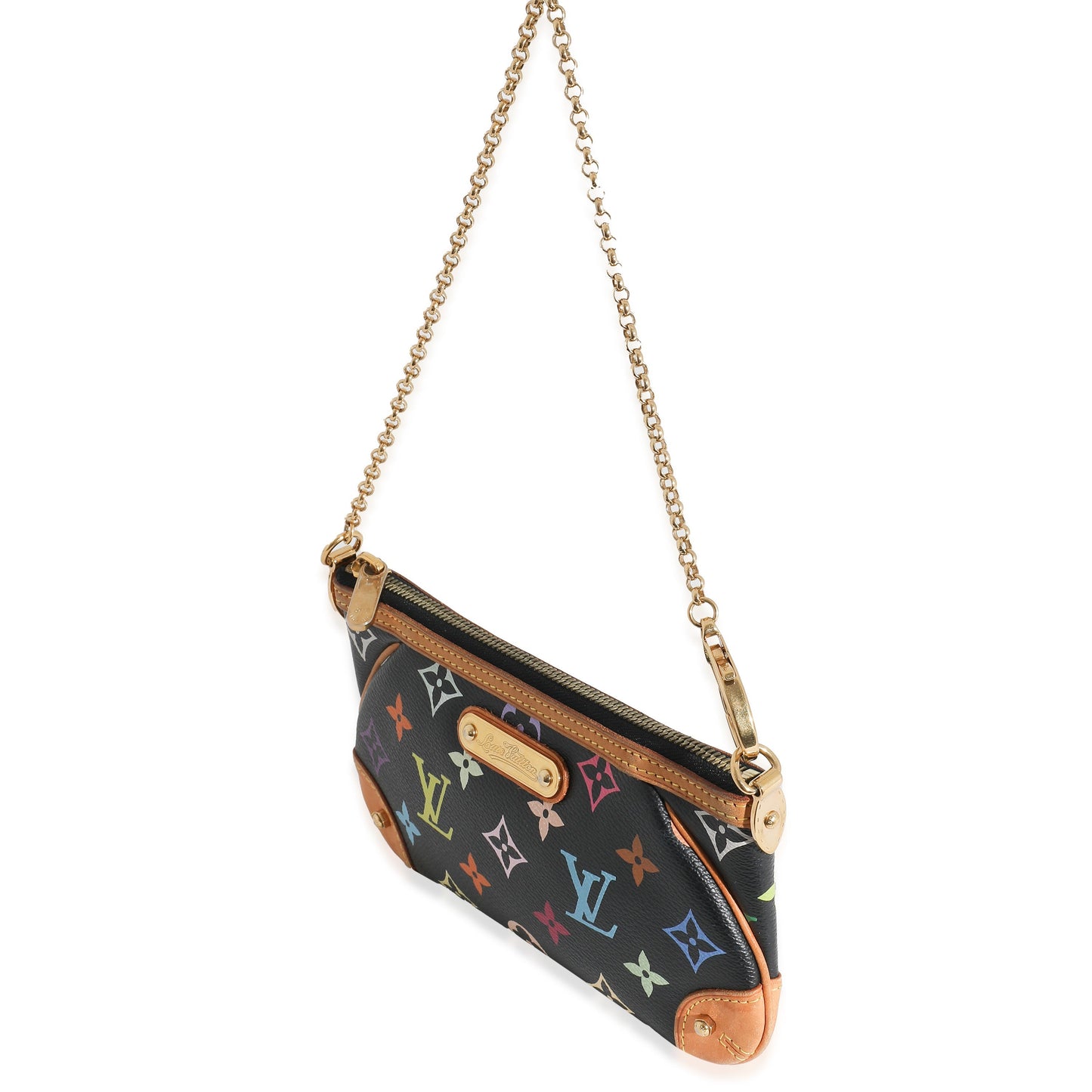 Designer Women's Crossbody Bag | Louis Vuitton x Takashi Murakami Black Multicolor Canvas Milla Pochette