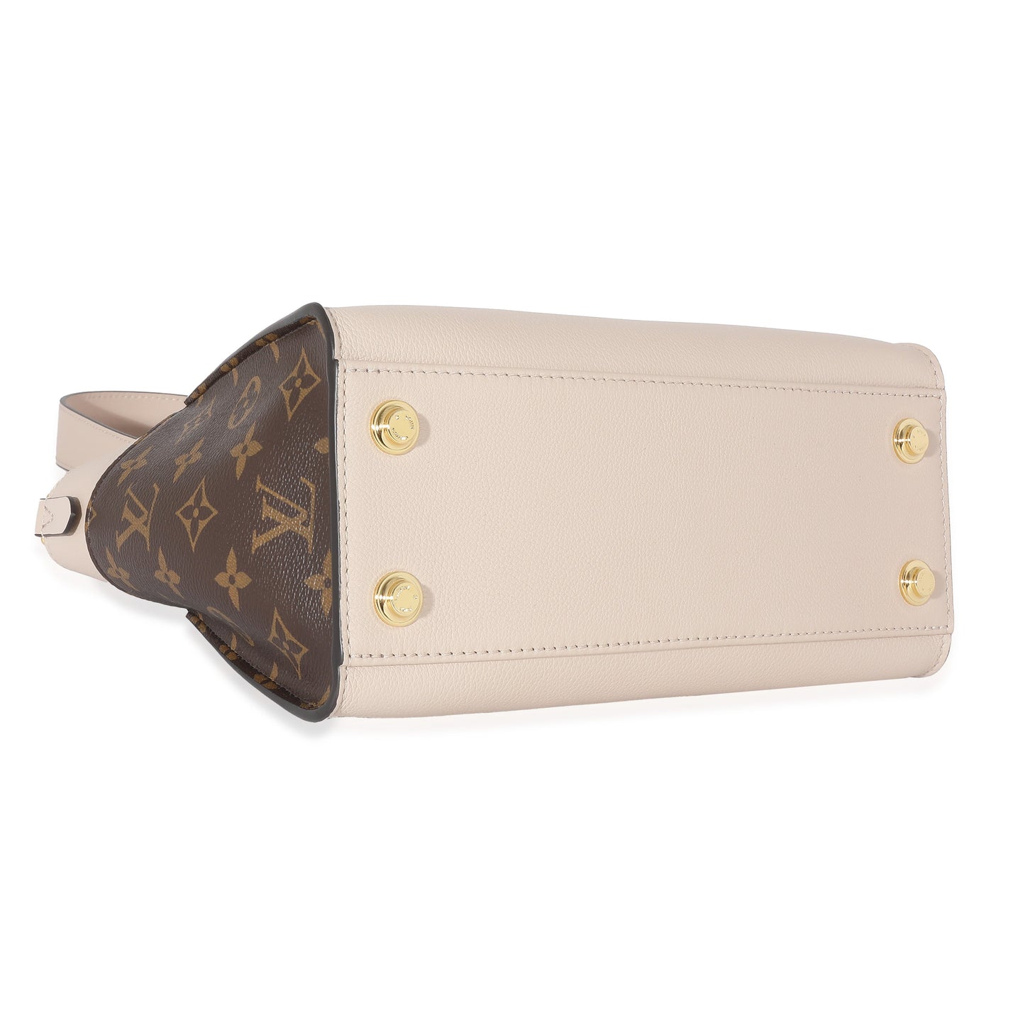 Luxury Women's Handbag | Louis Vuitton Greige Leather Monogram Canvas On My Side PM