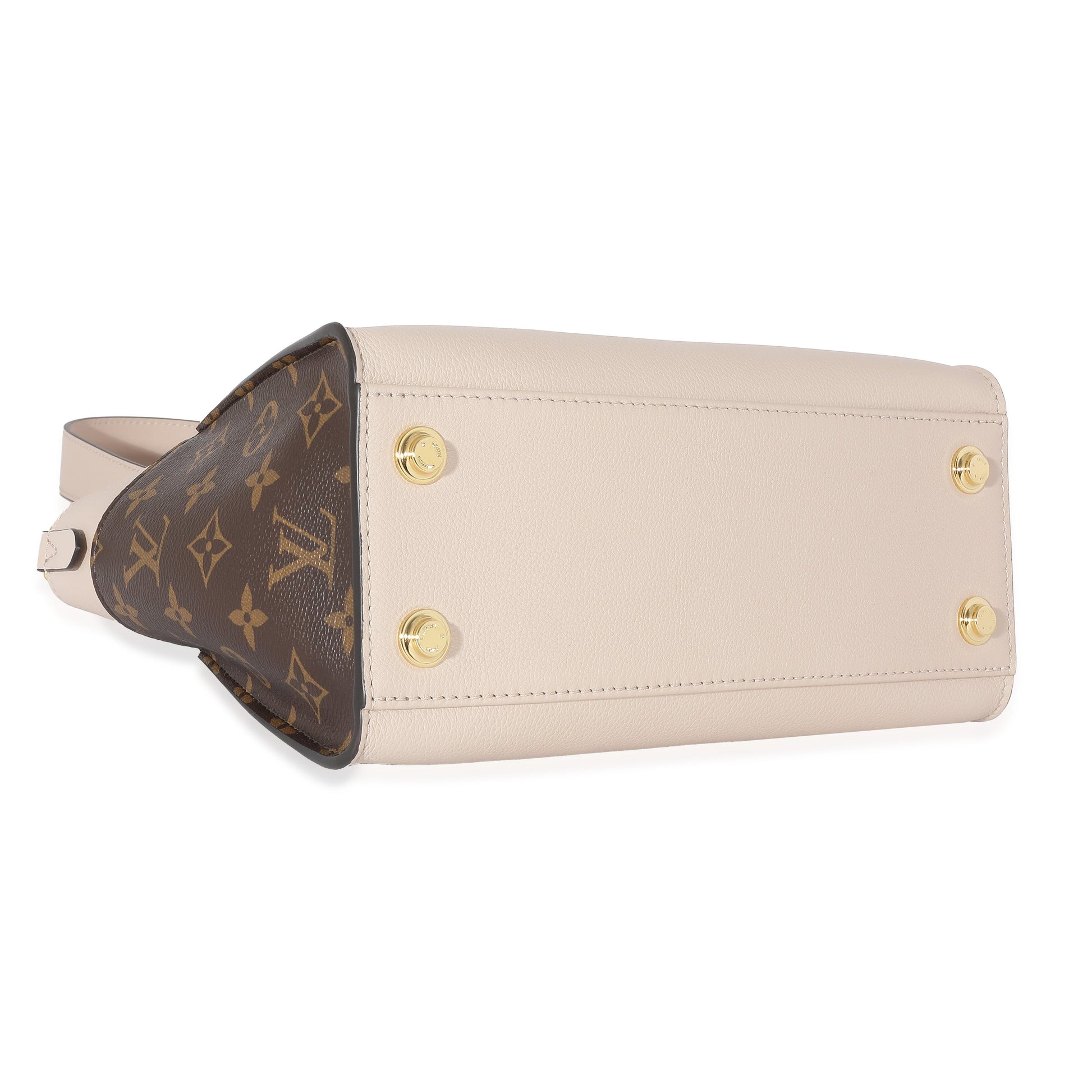 Luxury Women's Handbag | Louis Vuitton Greige Leather Monogram Canvas On My Side PM