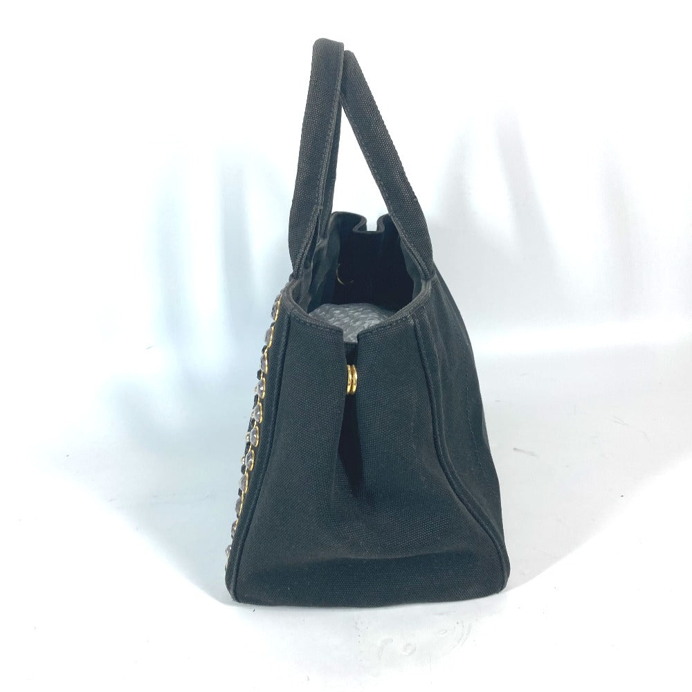 PRADA Tote Bag 1BG439 canvas black Crossbody Canapa S with Stones Women