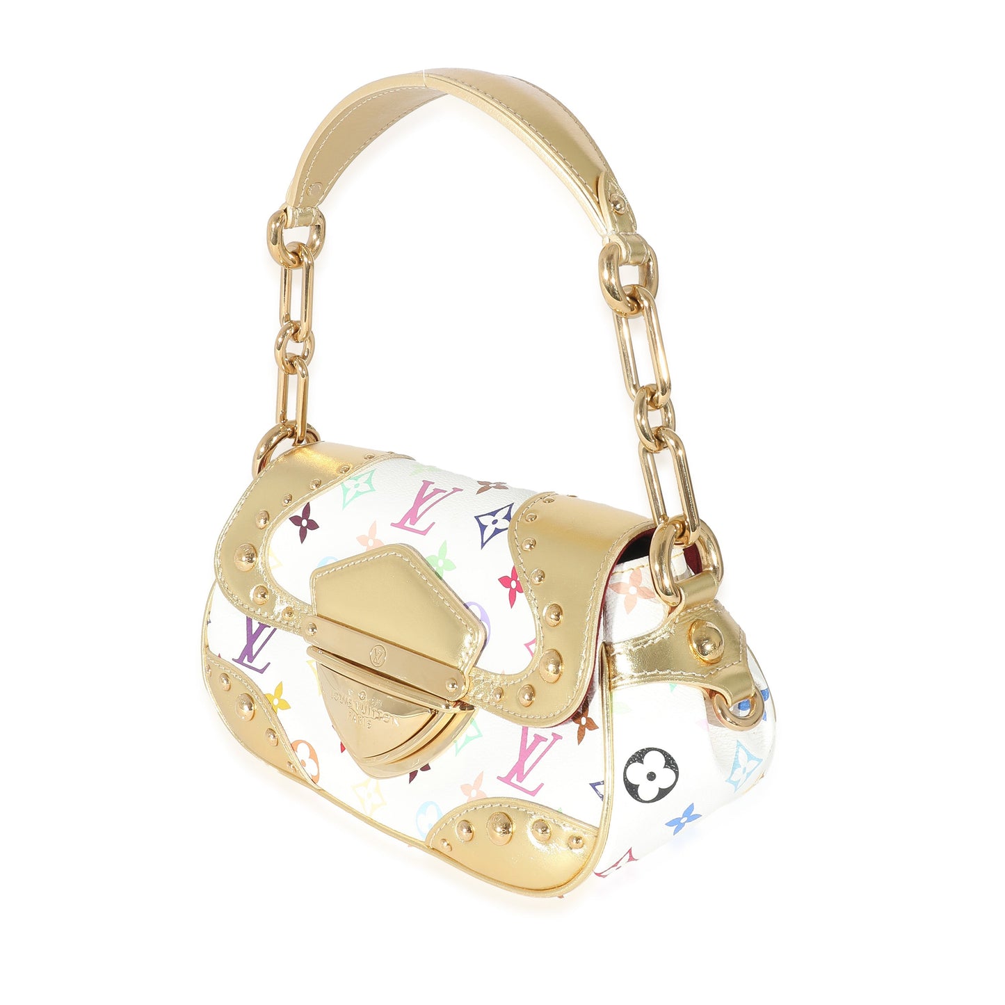 Luxury Women's Handbag | Louis Vuitton White Multicolor Monogram Canvas Gold Marilyn