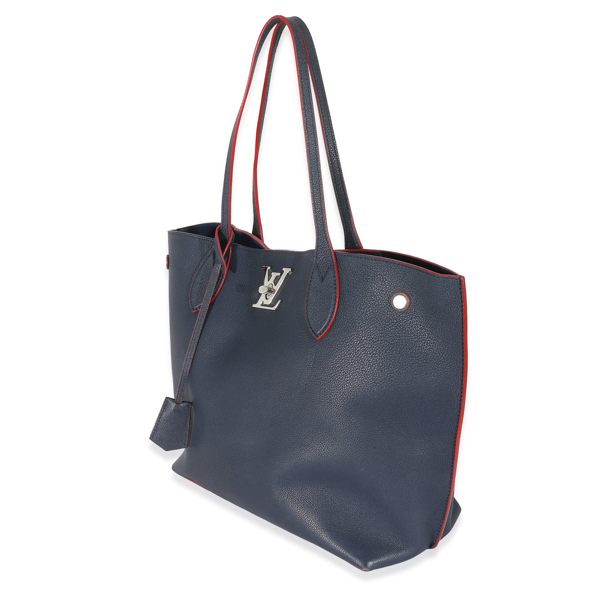 Luxury Women's Tote Bag | Louis Vuitton Marine Rouge Calfskin Lockme Go Tote
