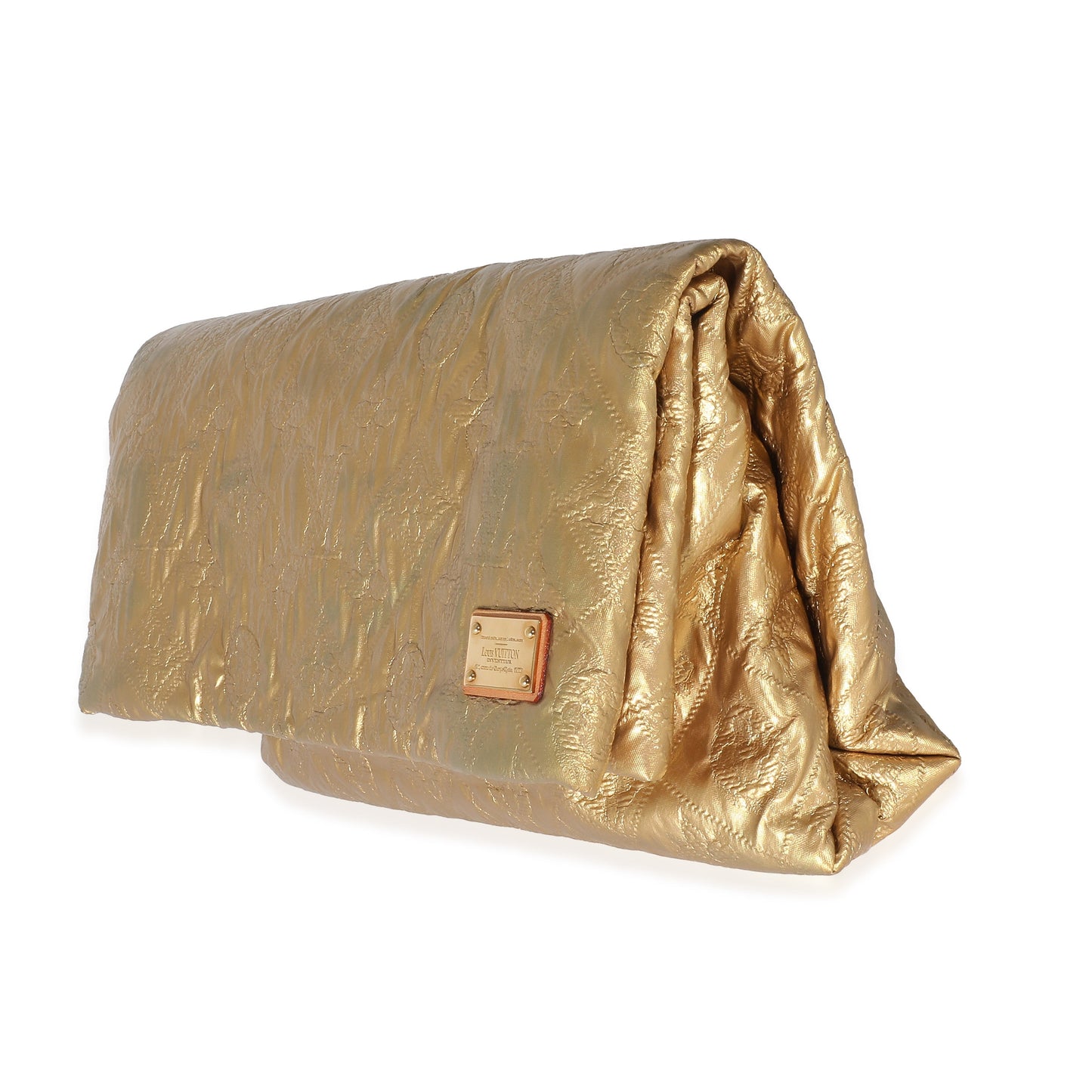 Luxury Women's Clutch Bag | Louis Vuitton Gold Jacquard Quilted Monogram Limelight PM Clutch