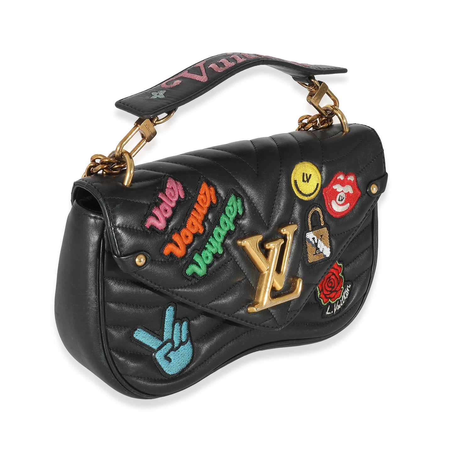 Louis Vuitton Black Calfskin Patches New Wave Chain MM