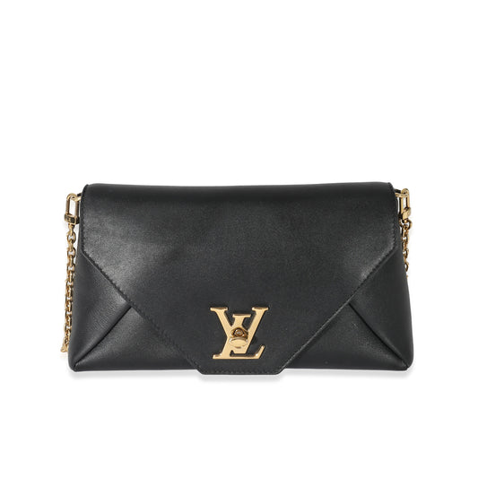 Louis Vuitton Black Calfskin Love Note Chain Clutch