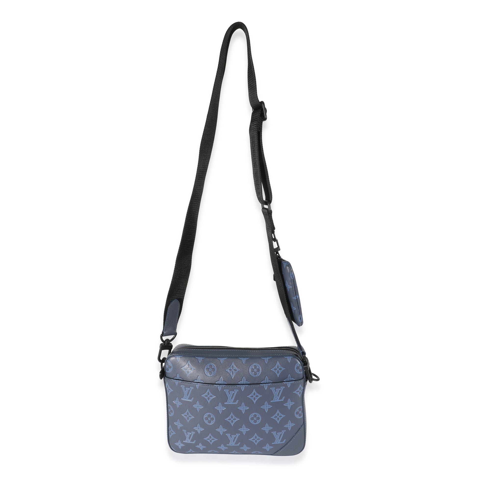 Luxury Women's Handbag | Louis Vuitton Navy Monogram Shadow Calfskin Duo Messenger