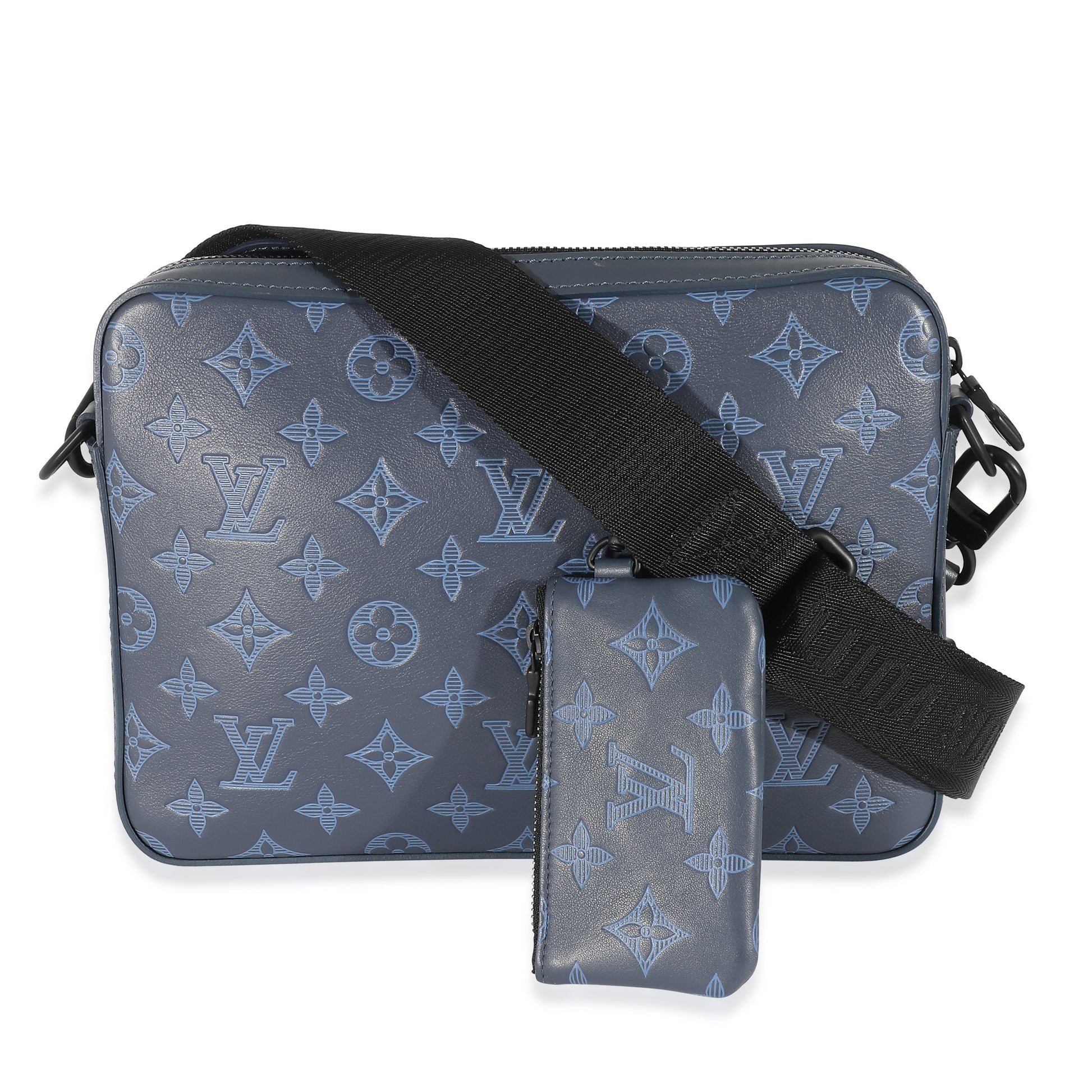 Luxury Women's Handbag | Louis Vuitton Navy Monogram Shadow Calfskin Duo Messenger