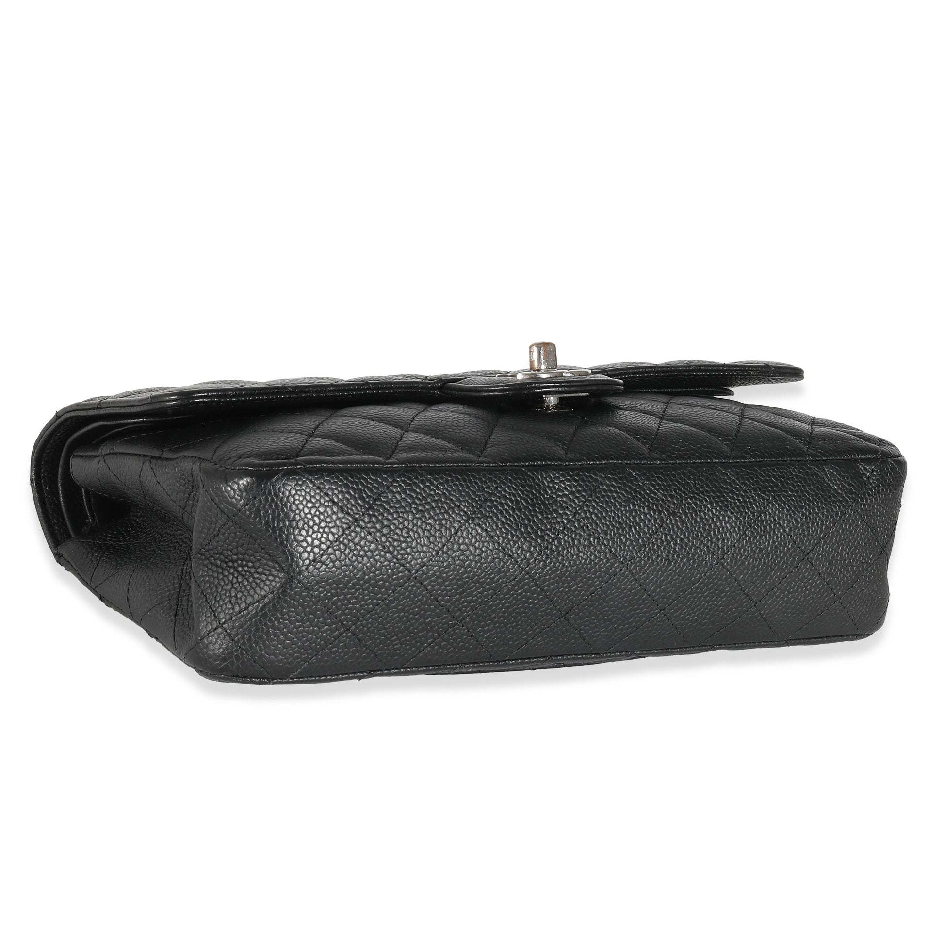 CHANEL Black Quilted Caviar Medium Classic Double Flap Bag