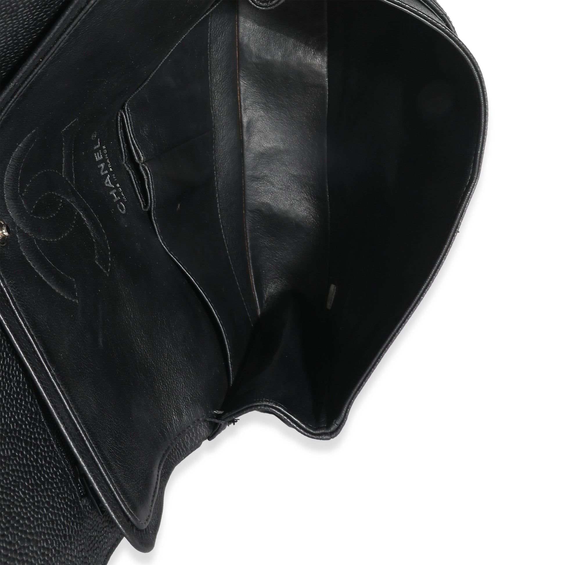 CHANEL Black Quilted Caviar Medium Classic Double Flap Bag