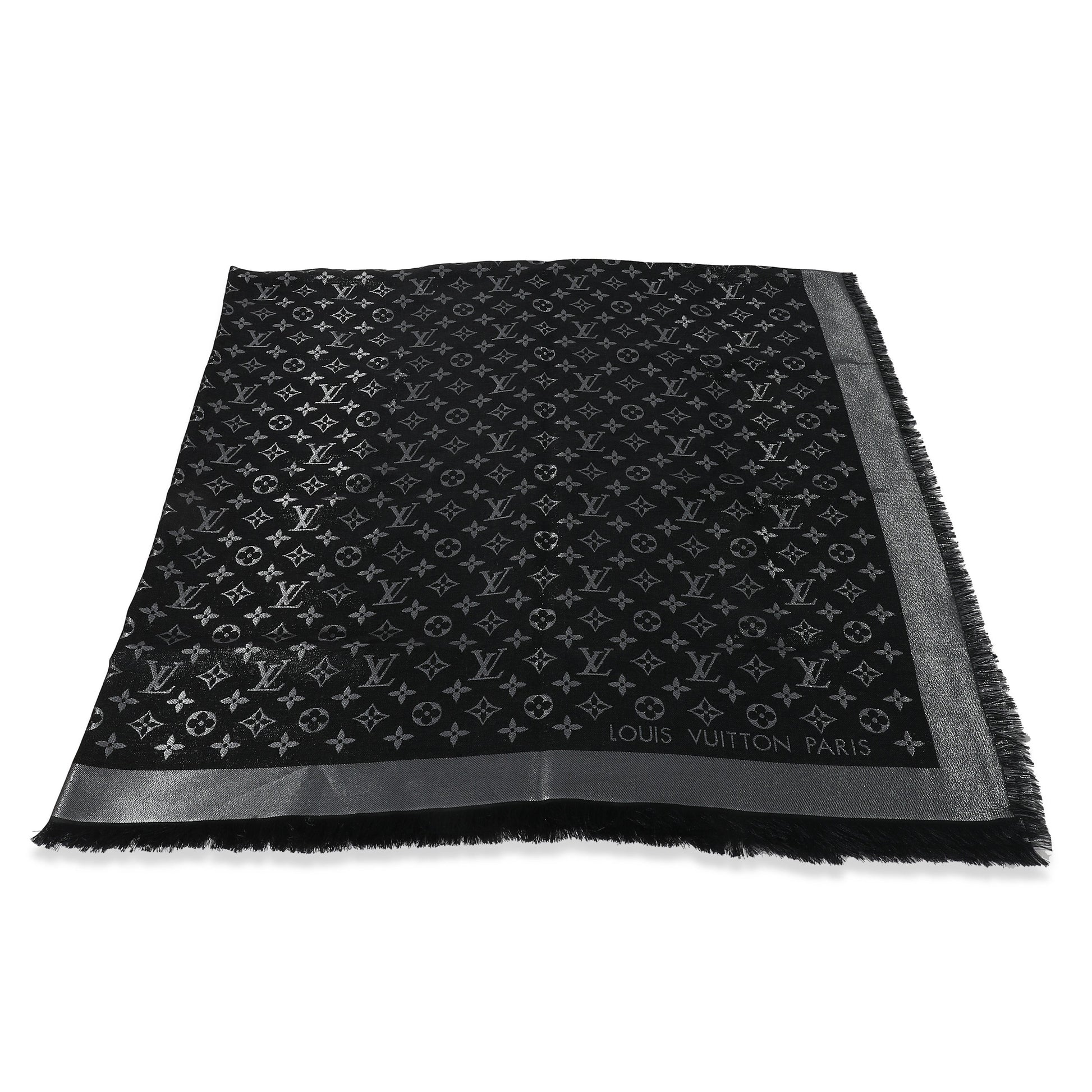 Louis Vuitton Black Silk Blend Monogram Shine Shawl