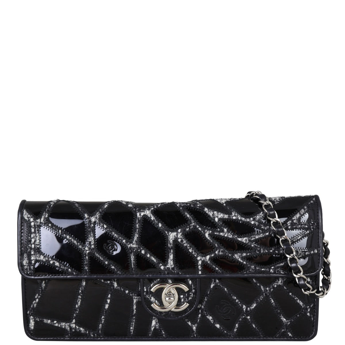 Chanel East West Scale Flap Bag Patent | Black