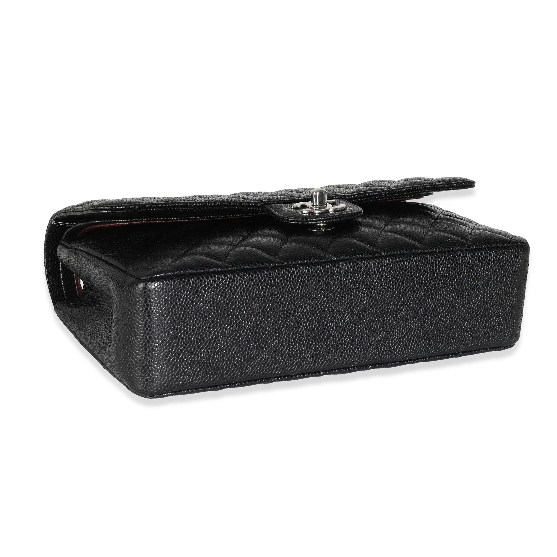 CHANEL Black Quilted Caviar Medium Classic Double Flap Bag