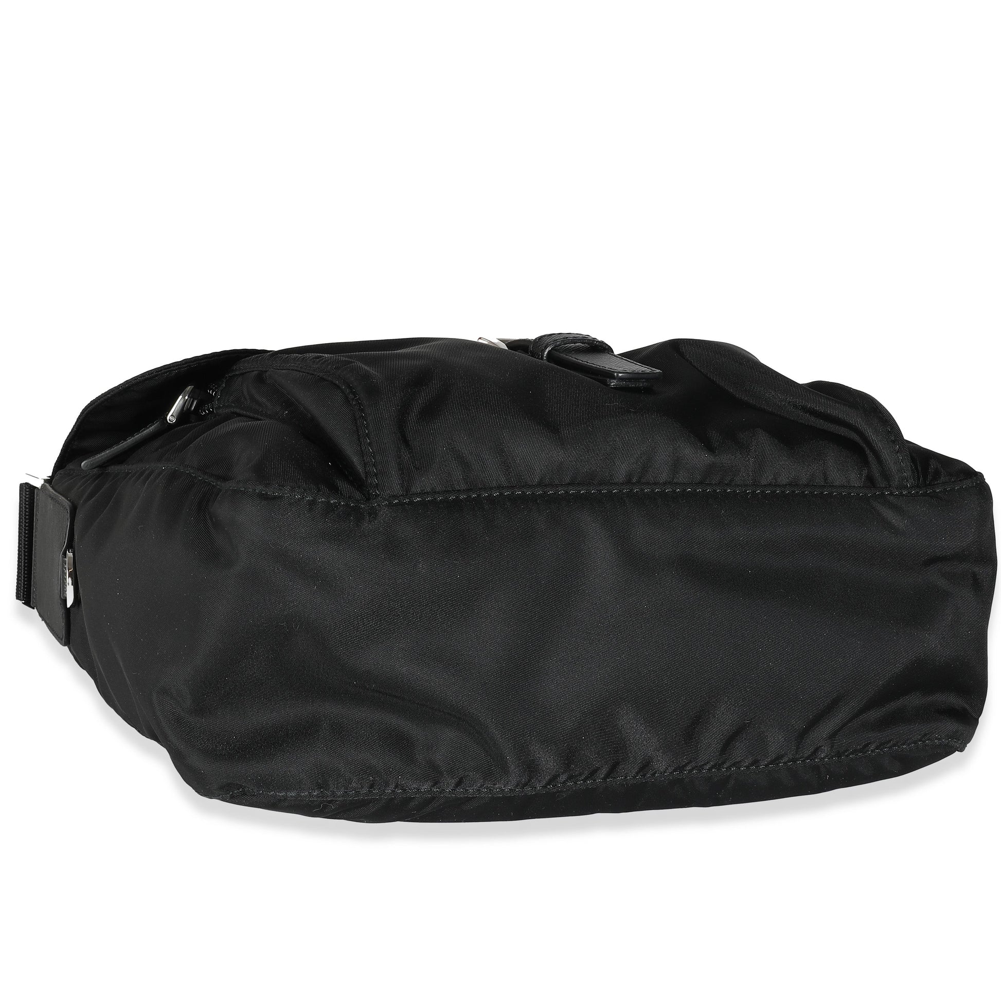 PRADA Black Re-Nylon Front Pocket Shoulder Bag