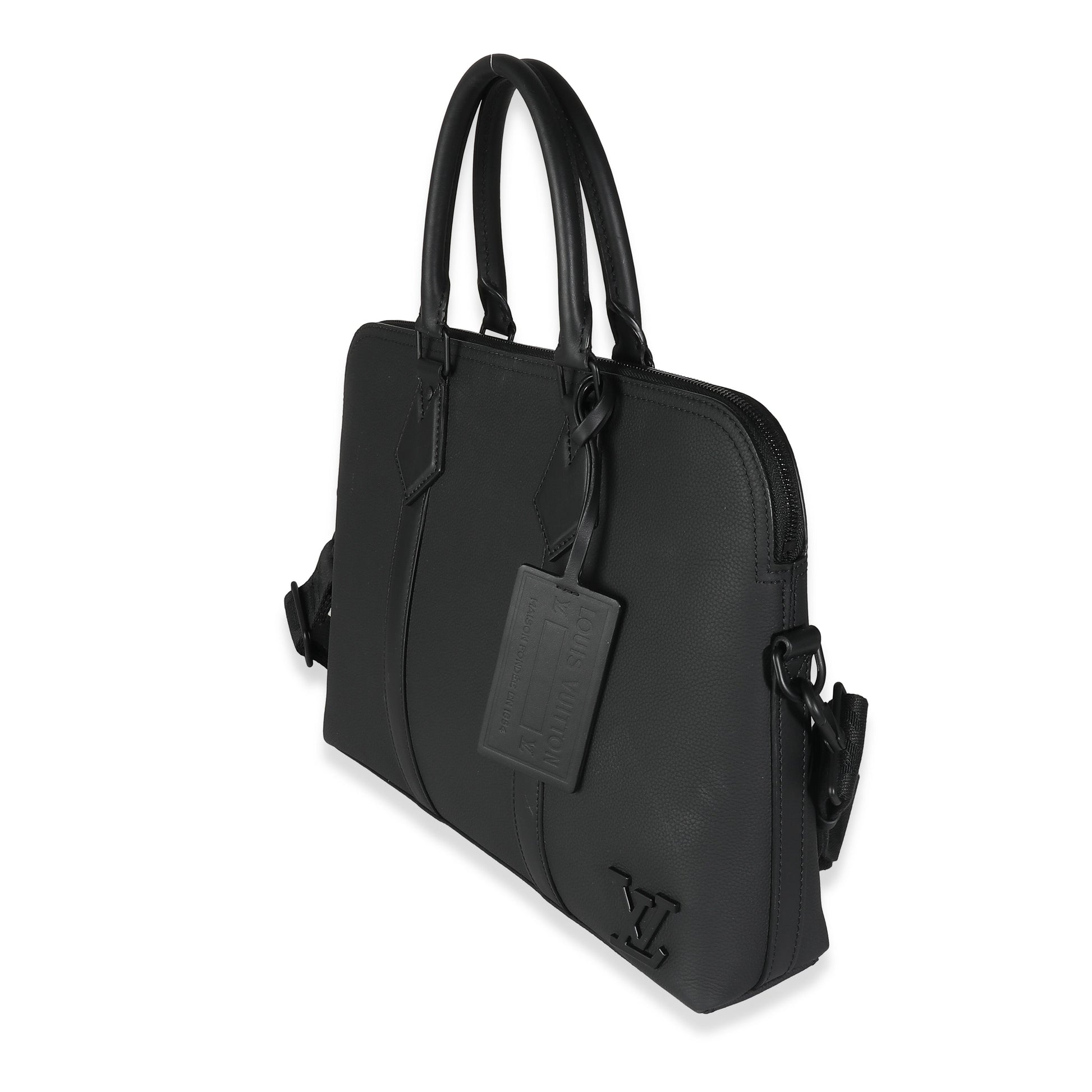 Louis Vuitton Black Calfskin Aerogram Takeoff Briefcase