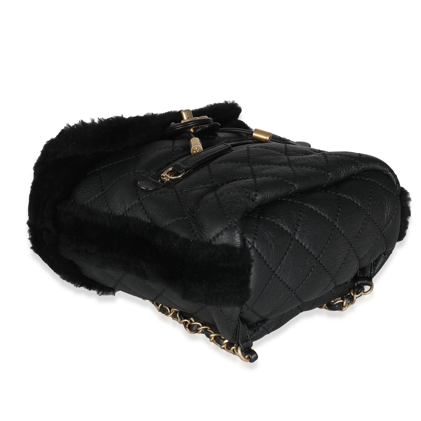 CHANEL Black Quilted Shearling Paris Hamburg Small Backpack